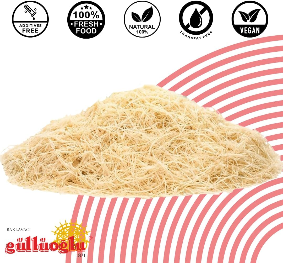 Gulluoglu Dried & Shredded Kataifi - 150G - 0.33Lb Kadayif Chopped Fillo Dough, Shredded Phyllo, Kadayif Pastry Dough, Knafeh, Kunafa, Katifi, Kadayif Ingredient for Dubai Chocolate Bar image number 3