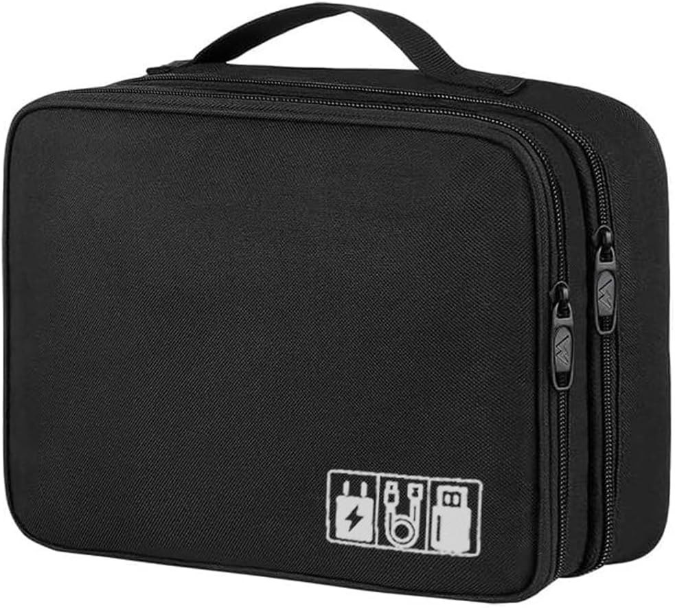 Spardar Cable Organizer, Electronic Organizer Case Universal Travel Bag Electronics Accessories Cases for Cables, Chargers, Earphones, Mouse, Power Bank, SD Card (Black)