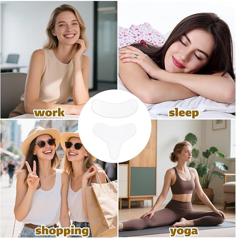 Silicone Chest and Neck Wrinkle Patches, Transparent, 2 Piece Set, Decollete Anti-Wrinkle Pads for Side Sleeping image number 2