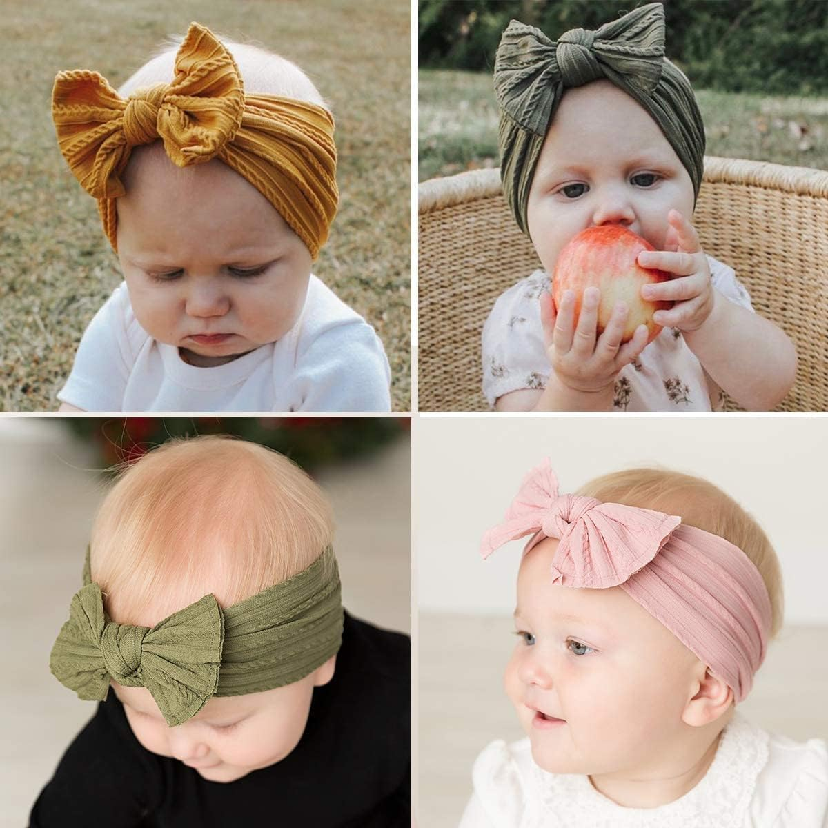Weyeena Handmade Baby Headbands Stretchy Nylon Headband with Bows for Infant Baby Toddler Girls- Pack of 8 image number 5