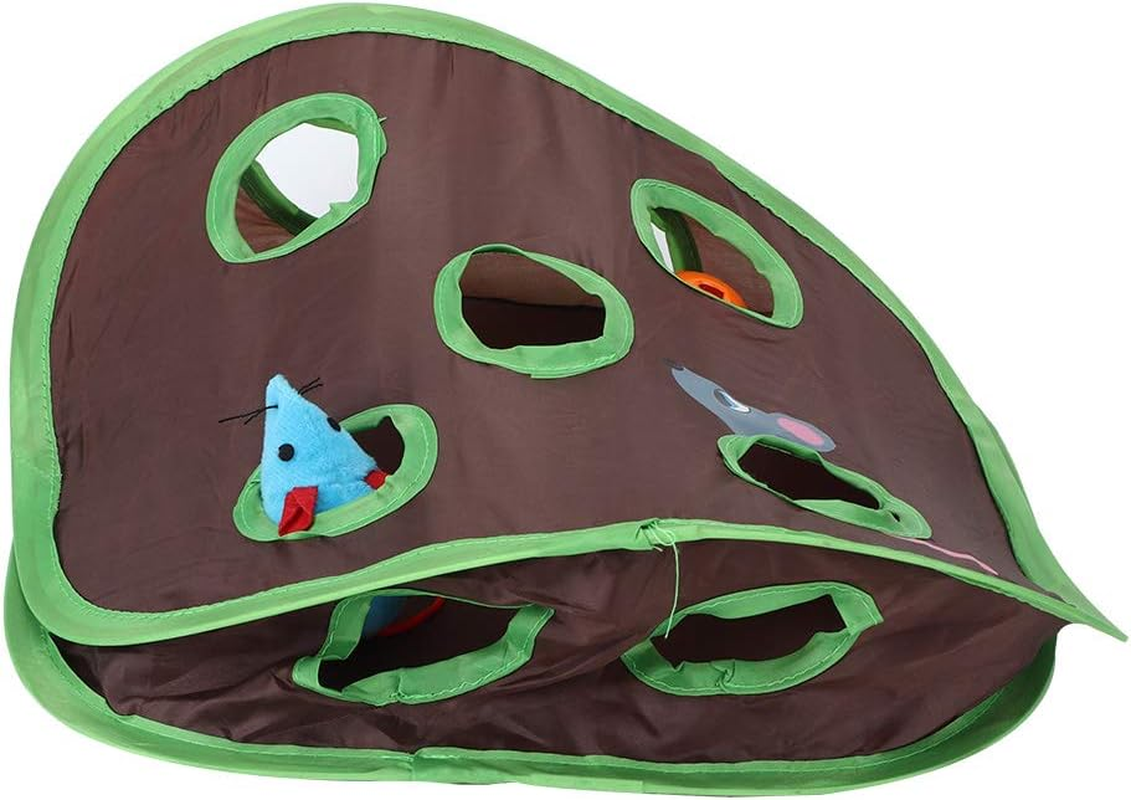 1 Set Foldable Cat Toy Pop up Open Mouse Hunt with Bell Ball Funny Interactive Hunting Pet Toys the Mouse inside Will Be Very Interesting. Perfect for Several Cats