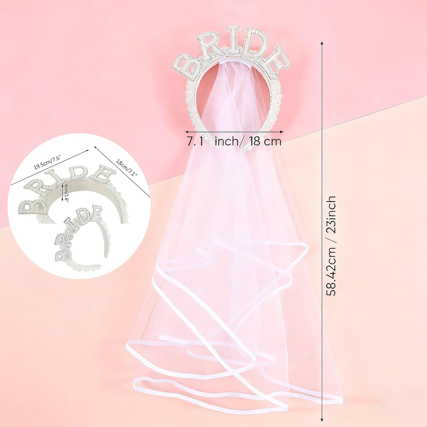 Pearl Bride Headband, Ideal for Bachelorette Party Decorations Bridal Shower Wedding and Engagement Parties. image number 4