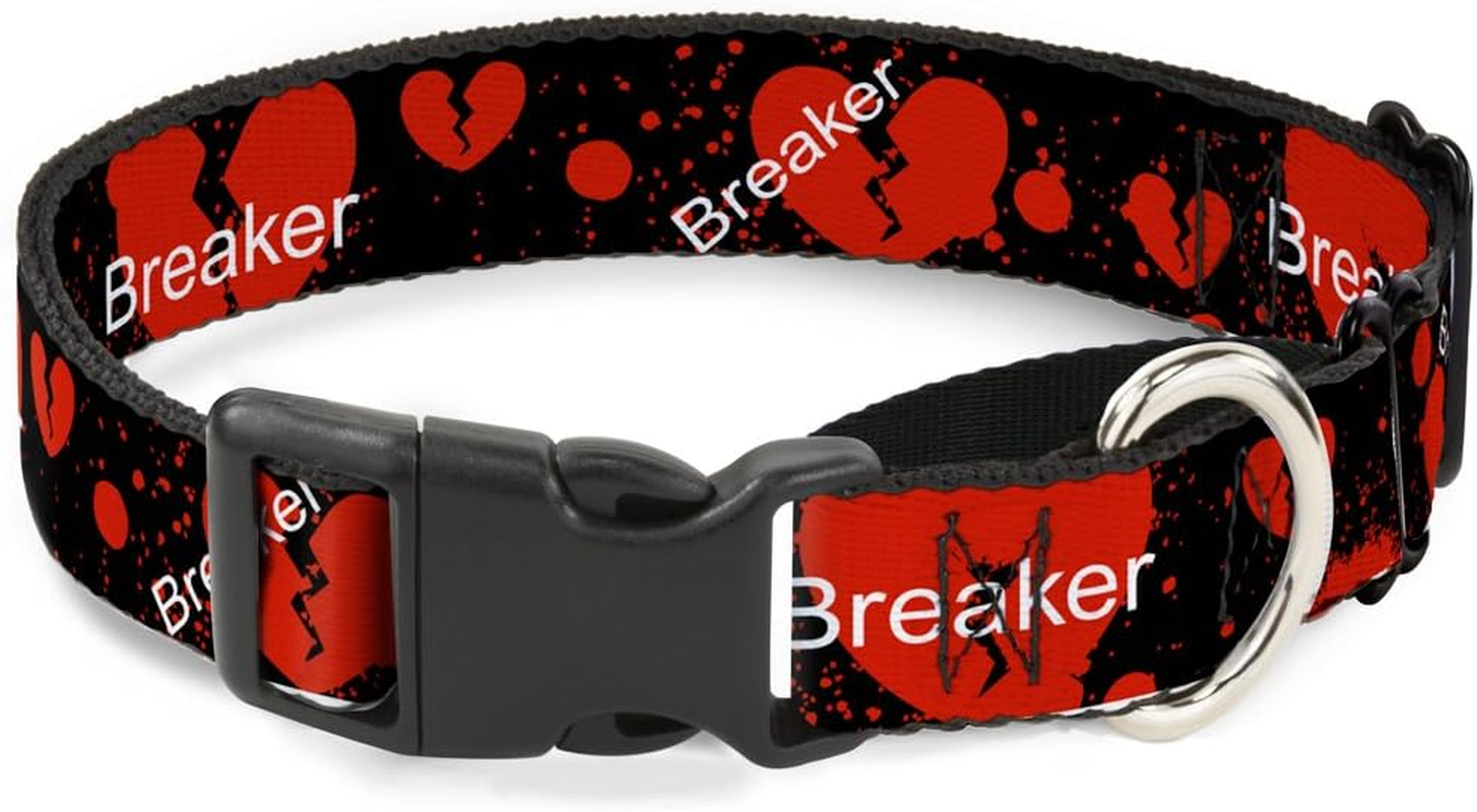 Buckle-Down Heart Breaker Black/White/Red Martingale Dog Collar, 1.5" Wide-Fits 18-32" Neck-Large