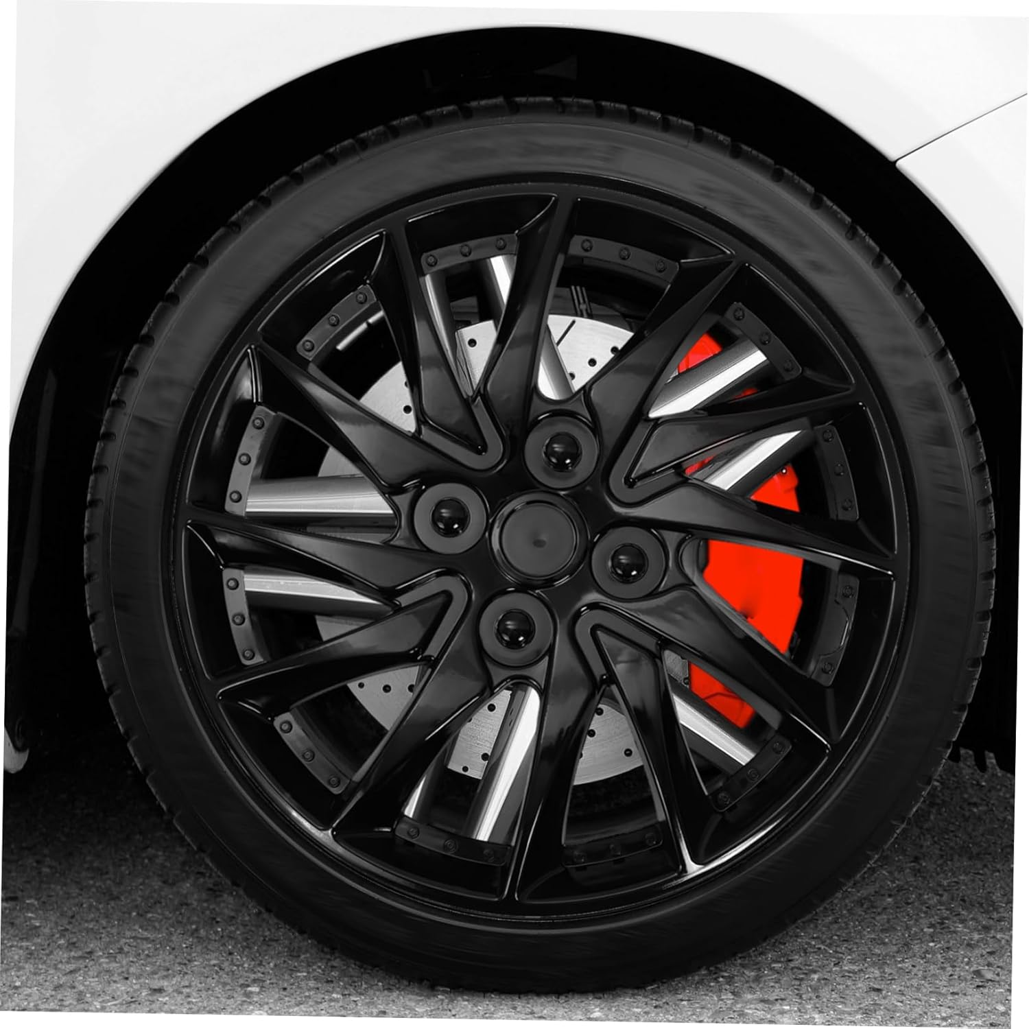 Wheel Hubcaps 14 Inch Pp Hub Wheel Covers with Dirt Protection and Easy Cleaning Black Auto Accessory image number 1