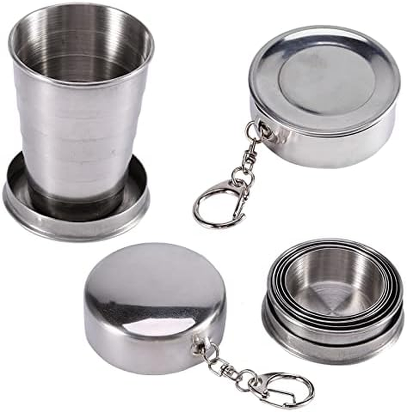S/M/L Stainless Steel Folding Cup Portable Stackable Folding Cup Collapsible for Travel Picnic Hiking Outdoor (S)
