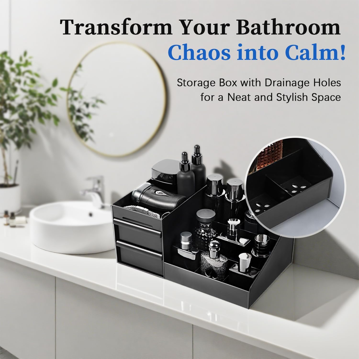 Omiention Perfume Display Stand, Black Countertop Organiser with Drawers, Fragrance and Accessories Storage Rack, 30 X 25 X 15 Cm image number 4