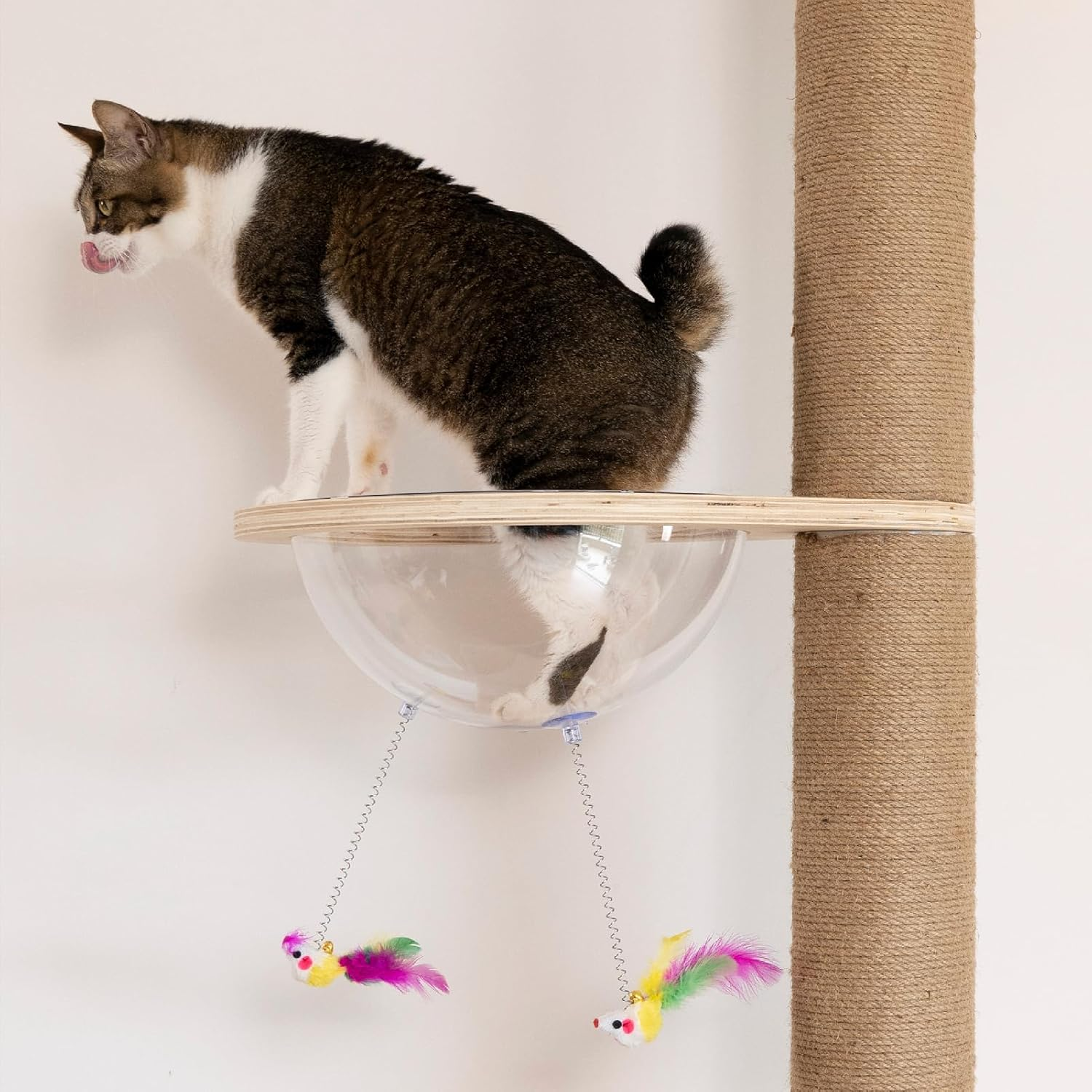 Cat Tree Floor to Ceiling Natural Sisal Rope Scratching Post Height:55.52-118.5 Inches Adjustable Cat Tree Cat Modern Activity Tree (55 * 120In) image number 5