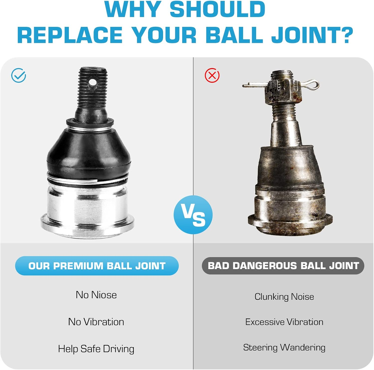 Upper Lower Ball Joints Fit for Yamaha Grizzly 550/700, Kodiak 450/700 EPS 4WD 2013 2014 2015 2016 2017 2018 2019 2020 2021 2022 for 3B4-23579-00-00, 3B4-23579-01-00 - 4 Pcs image number 3