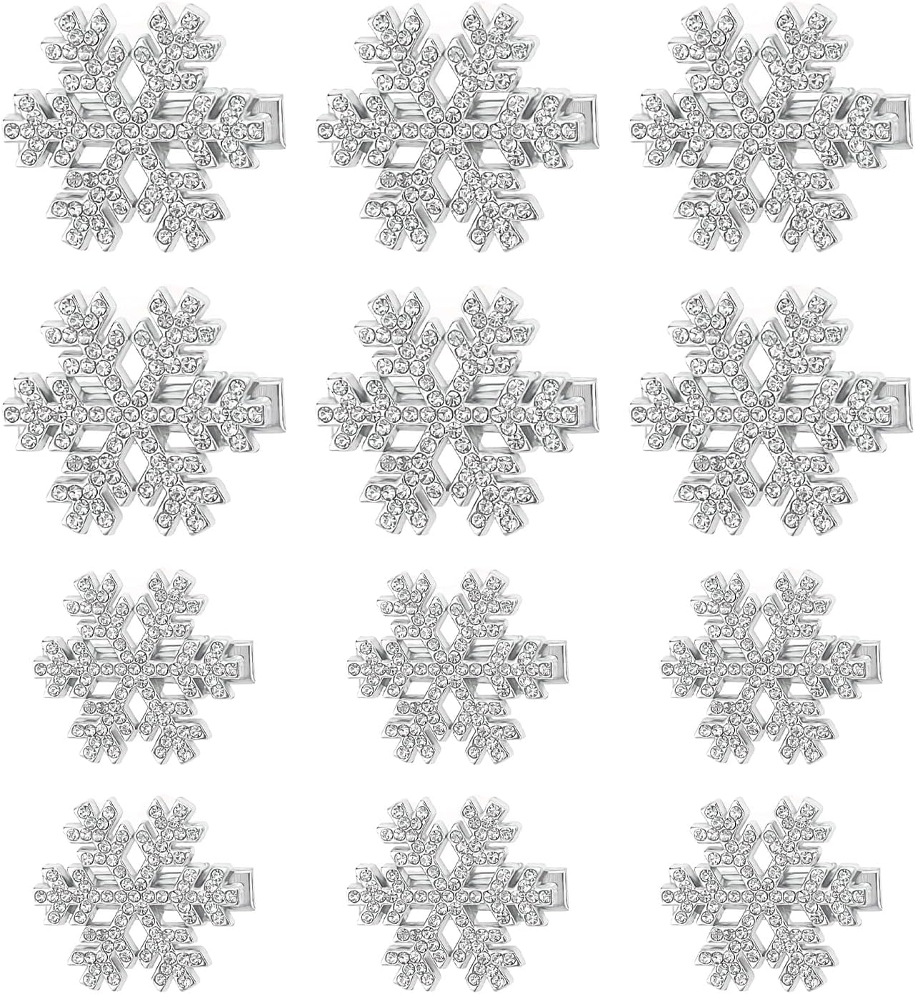 AYNKH 12 Pieces Snowflake Hair Clip with Shiny Rhinestone, Sparkly Snowflake Hair Clip, Winter Hair Clip, Christmas Hair Clip, Korean High End Temperament, Side Hair Clip, image number 5