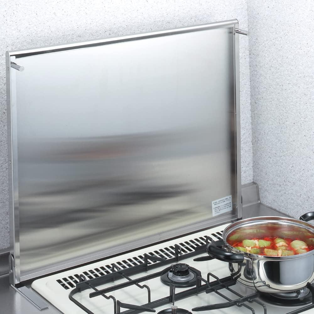 Yoshikawa 1304170 Gas Stove Exhaust Vent Cover, Oil Flaper, Guard 23.6 Inches (60 Cm), Depth 20.5 Inches (52 Cm), Silver, Made in Japan, Compatible with Width 23.6 Inches (60 Cm), Stove Height Under image number 1