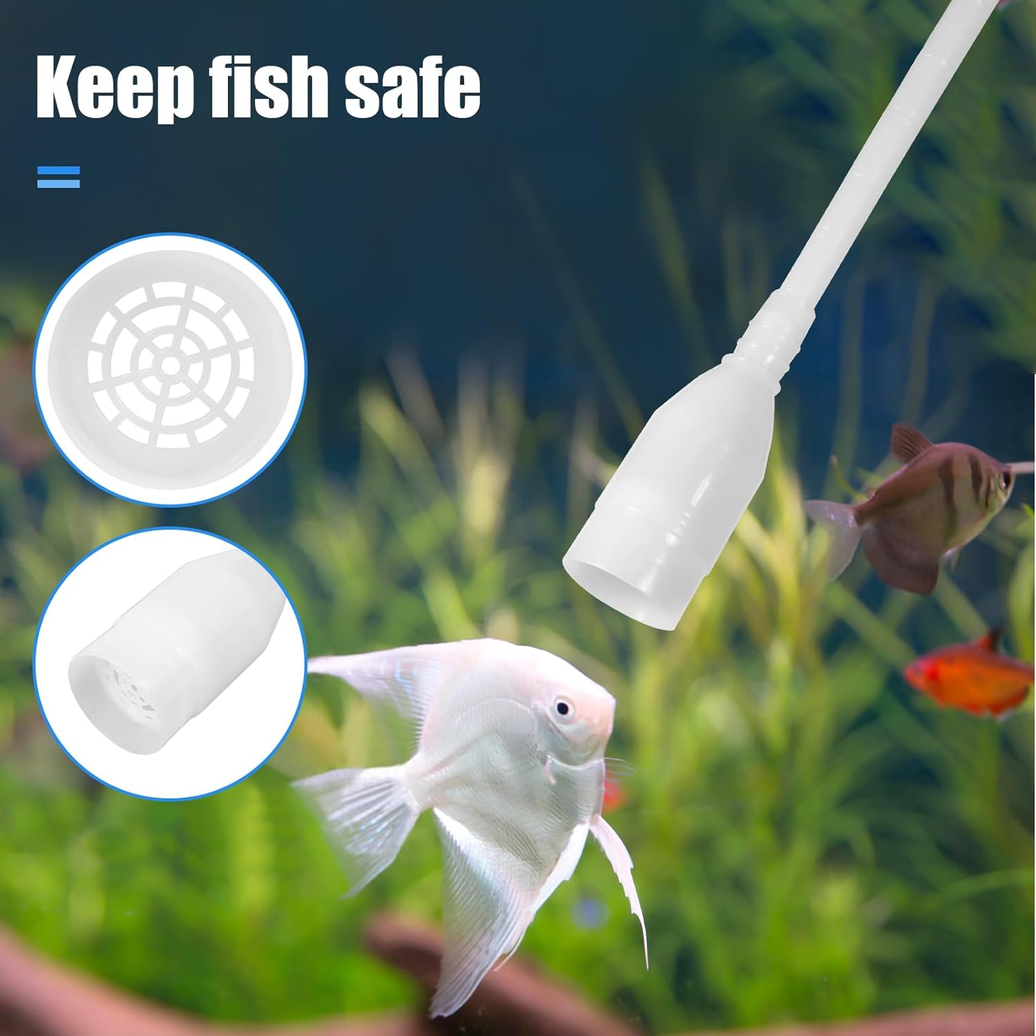 AQUANEAT Aquarium Siphon, Fish Tank Siphon, Aquarium Vacuum, Aquarium Water Changer, Gravel Cleaner for Fish Tank (Large)