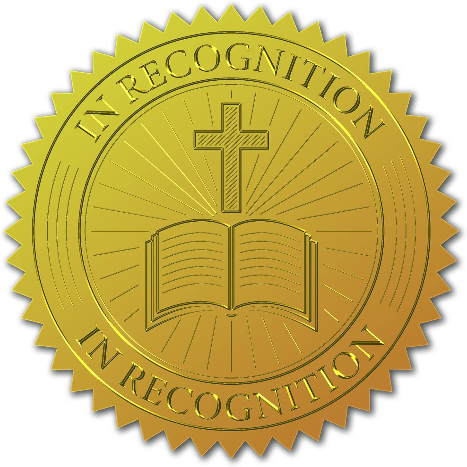 CRASPIRE Gold Foil Certificate Seals Excellence Self Adhesive Embossed Seals Gold Stickers 100Pcs Medal Decoration Labels for Envelopes Diplomas Certificates Awards Graduation