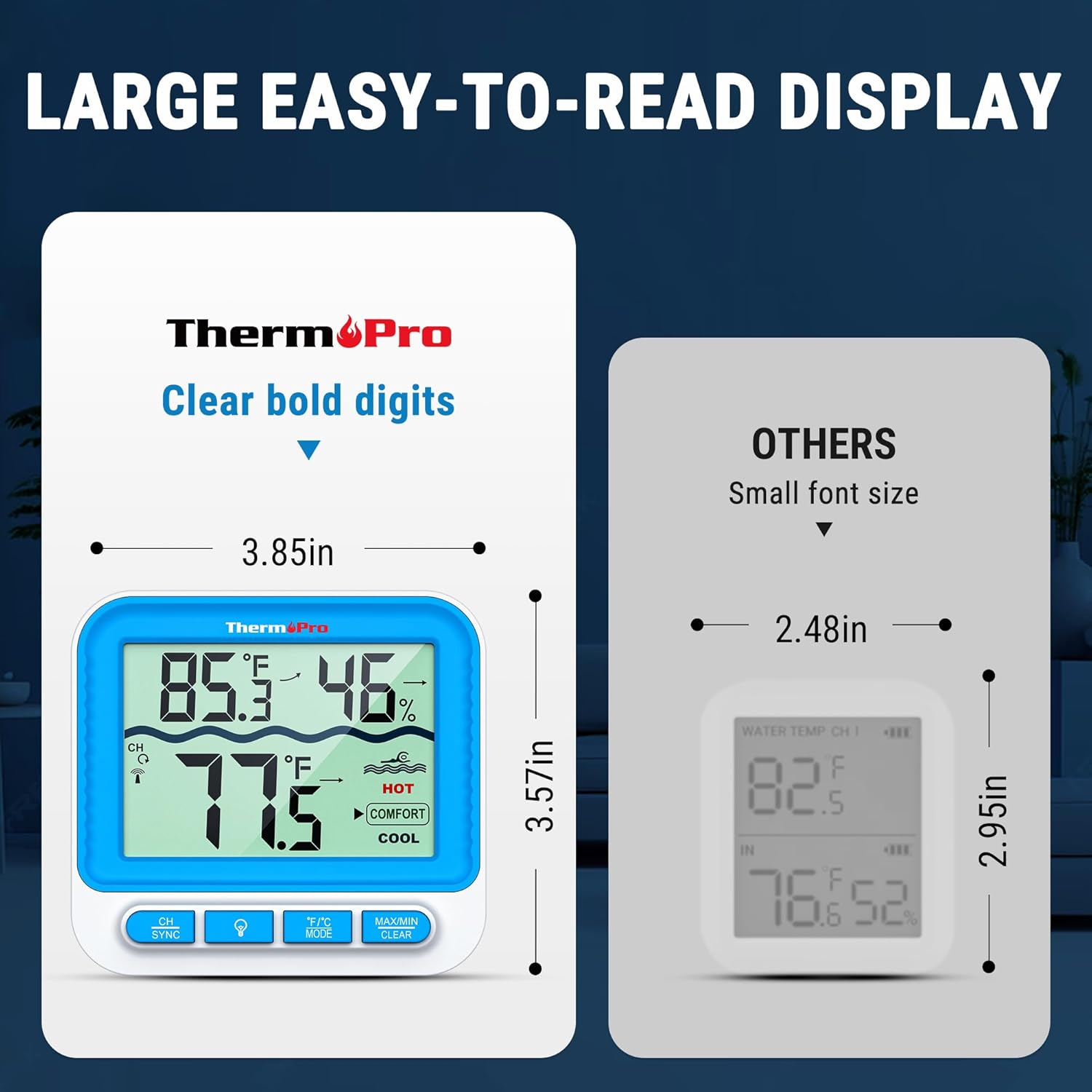 Thermopro Waterproof Wireless Pool Thermometer Easy Read, Digital Pool Thermometer Floating for Swimming Pool, Upgraded IPX8 Water Temperature Monitor for Hot Tub/Cold Plunge/Ice Bath/Aquarium/Pond image number 2