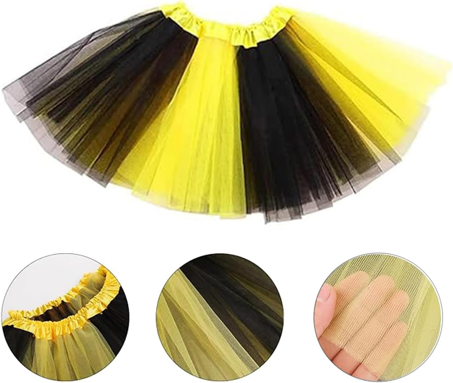AUTOWT Adult Halloween Bee Costume Set, 5 PCS Queen Bee Dress up Accessories Kit for Women with Fancy Tutu Skirt Striped Leg Warmers Antenna Headband Gloves Glasses for Party Carnival Fun Cosplay image number 6