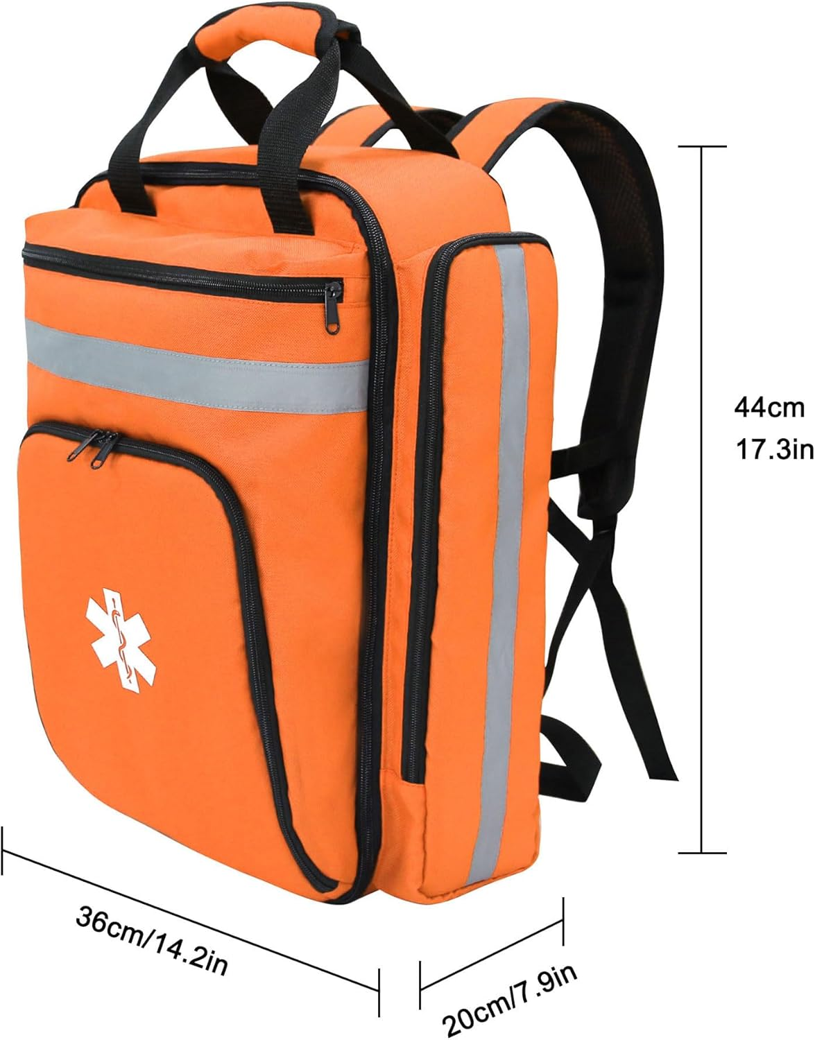 First Aid Backpack,Emergency Medical Backpack Empty - Orange image number 6