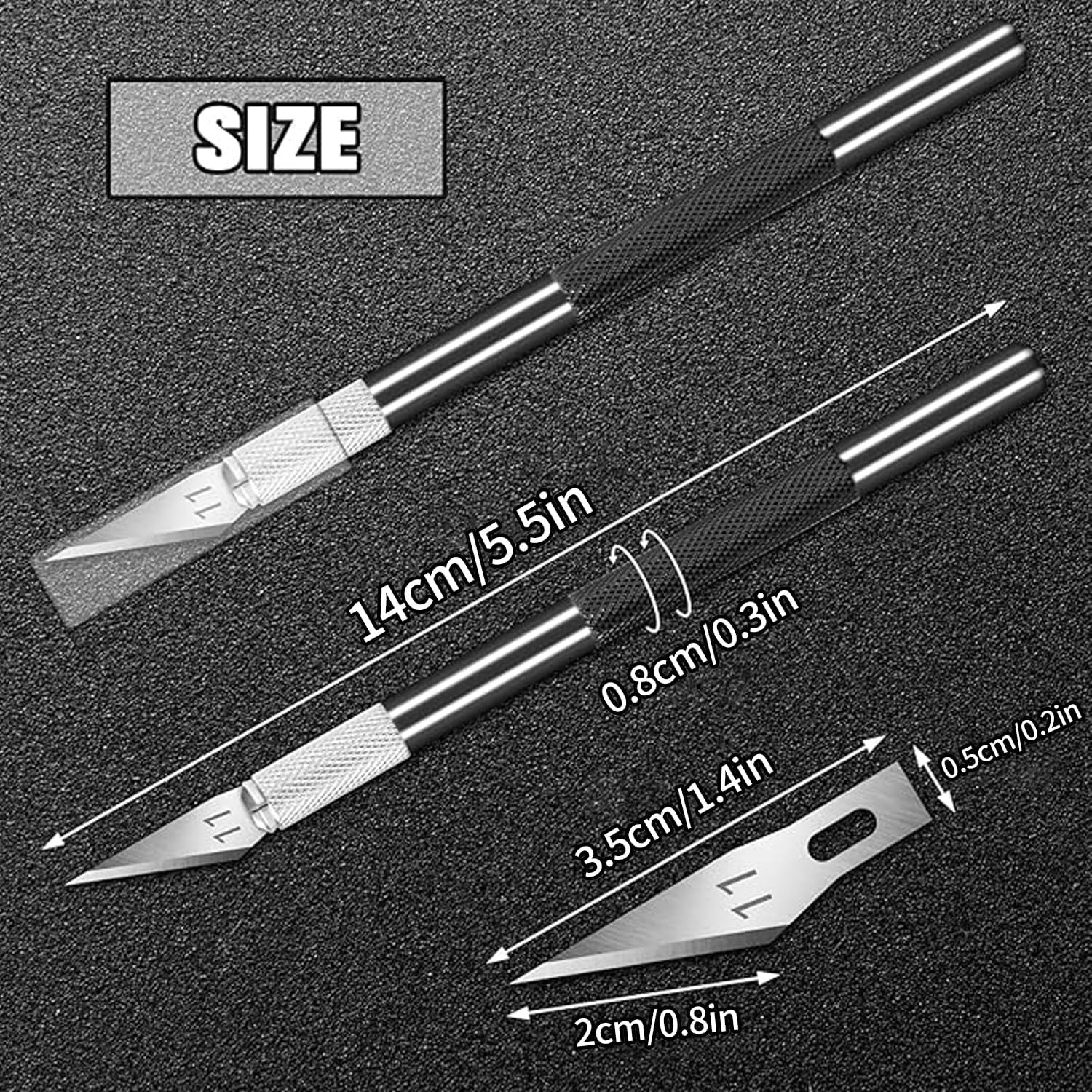 2 Pack Art Knife for Crafting, for DIY, Art Work, Cutting, Carving, Scrapbooking, Modeling， Exacting Knife Set with Extra 20 Blades #11(Black1) - Black 2 image number 4