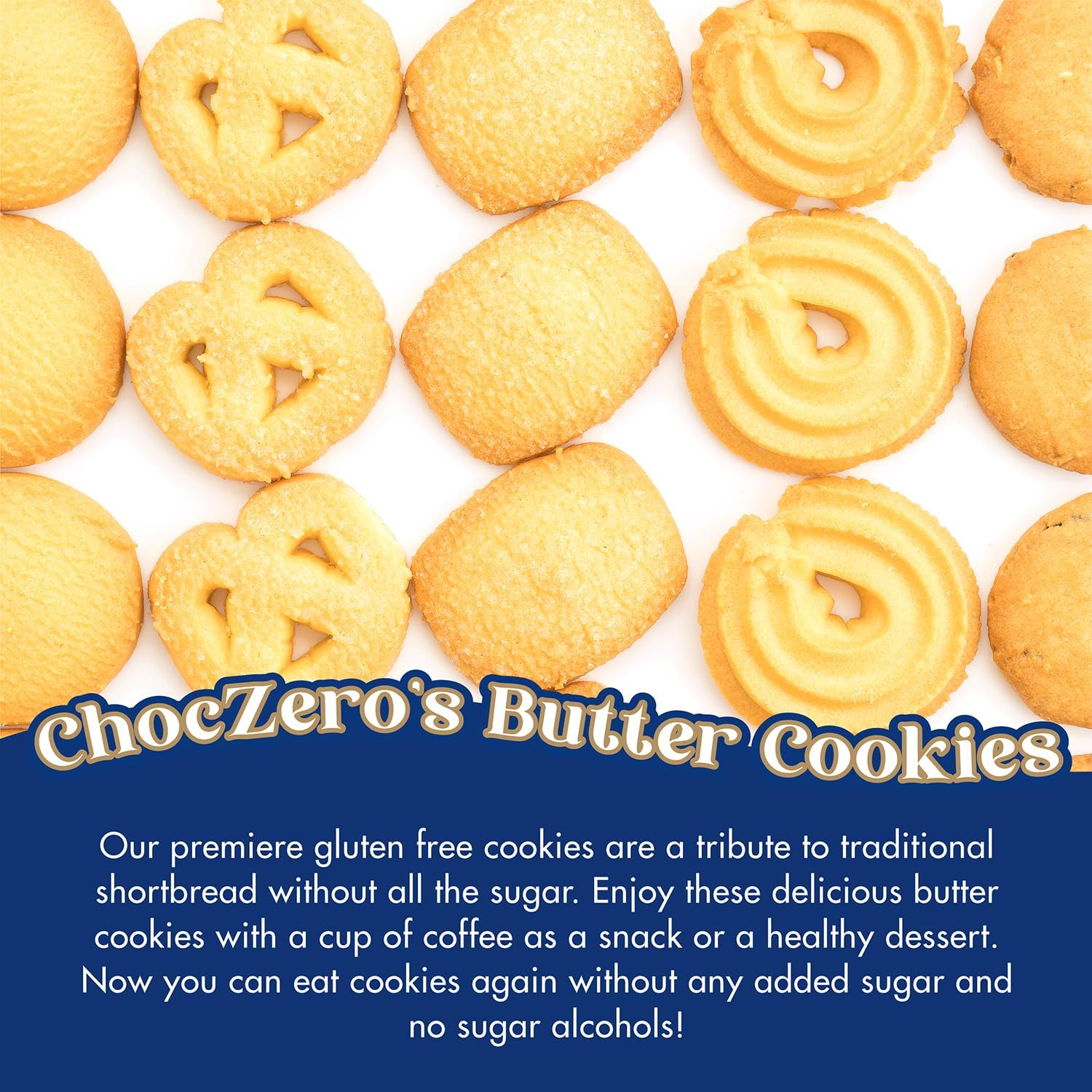 Choczero - Keto Butter Cookies - Danish Sugar Free Cookies, Large Gift Tin, Gluten Free, Low Carb (1 Can, image number 1