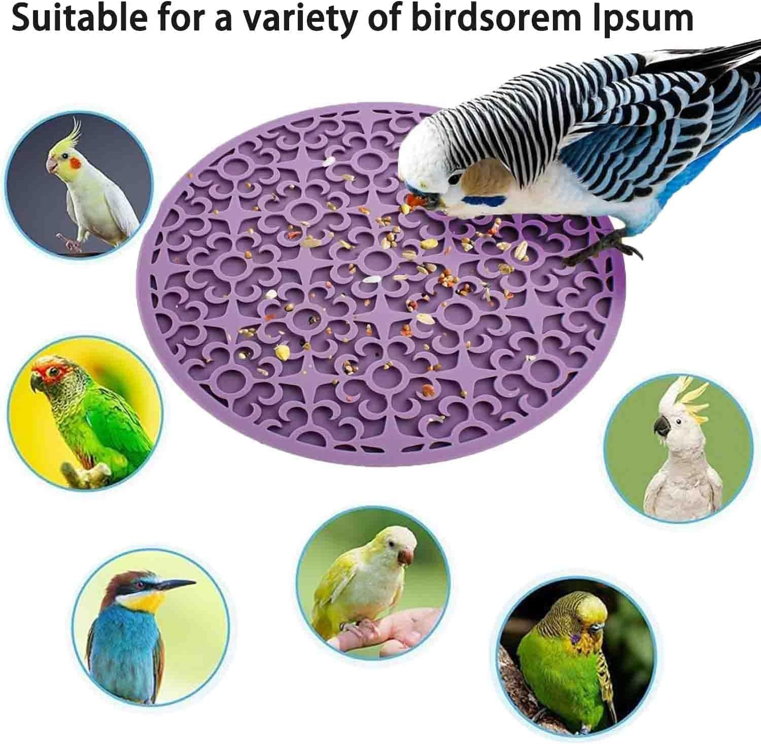 Bird Slow Feeder Mats, 1Pc Silicone Parrots Foraging Puzzle Mat,Slow Feeding Parakeets Mat,Birds Foraging Puzzle Mats image number 1