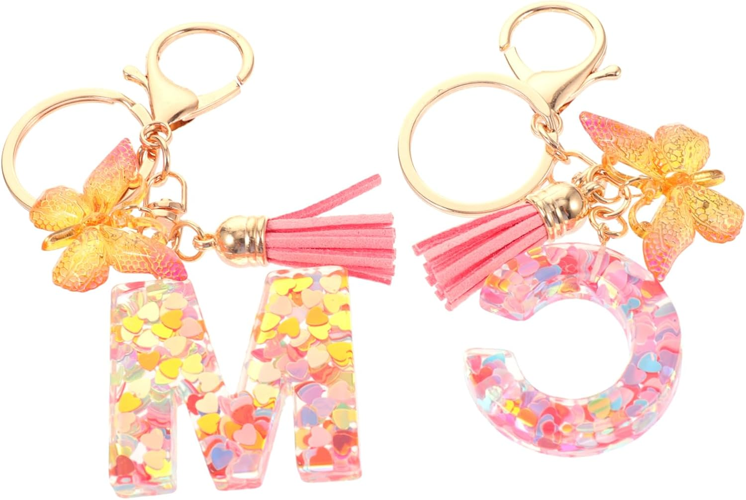 IWOWHERO 2Pcs Butterfly Alphabet Key Bulk Key Rings Girls Backpack Purse Key Chain for Car Keys Initial Letter Key Ring Letter a Keychain a Letter Keychain Bag Key Decor Decorative Keyring
