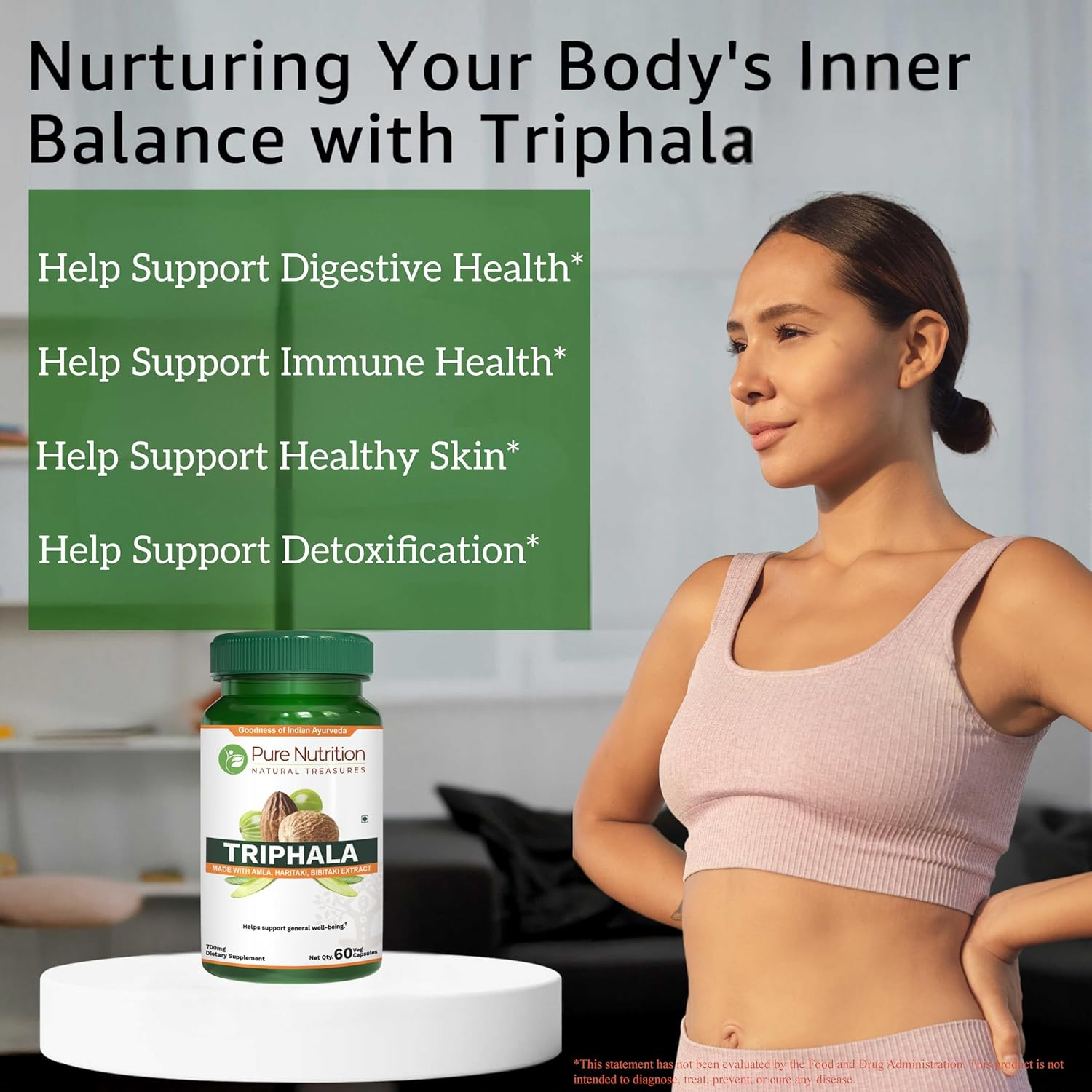Pure Nutrition Triphala Extract 700Mg. (Equivalent to 1900Mg Triphala Fruit Powder) Non GMO | Once Daily | 60 Days Supply. image number 2
