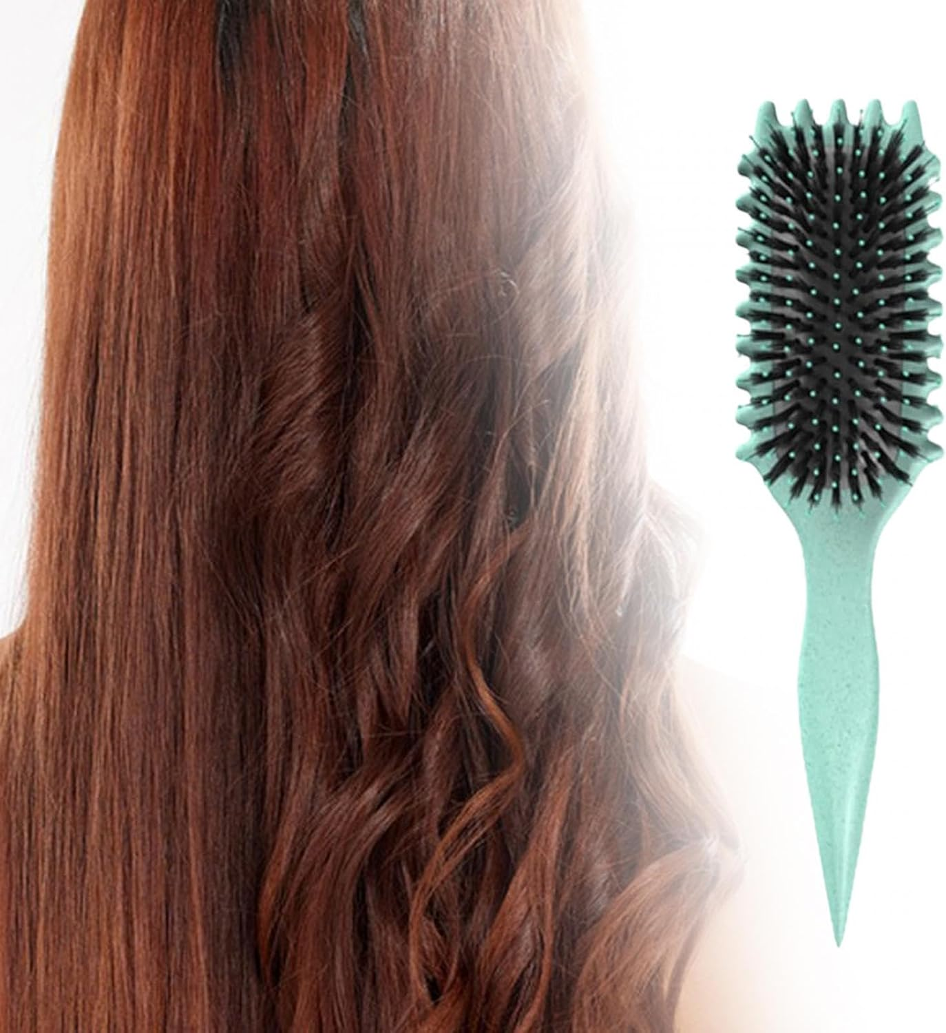 Curly Hair Salon Hair Styling Comb Styling Tool, Shaping Bristle Curl Brush Styling Brush for Girl Women Home Children, Green image number 2