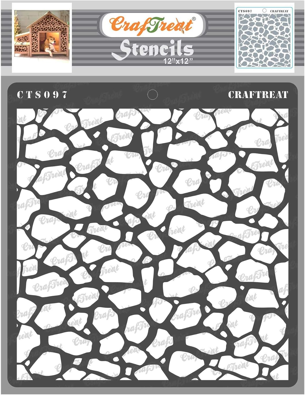 Craftreat Stone Stencil for Painting & Crafting Home Decor, Canvas, Wall Art, Bullet Journal, Notebook and Scrapbooking - Stone Background - Reuseable DIY 12X12 Pattern Painting Stencil for Wall Decor image number 3