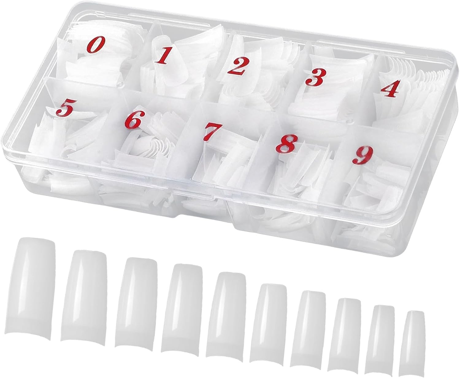 BGENHPON 500PCS Natural False Nails Tips Lady French Style Acrylic Artificial Tip Manicure - Professional Nail Extensions and Acrylic Nail Tips with 10 Sizes Box for Nail Art Salons and Home DIY image number 2