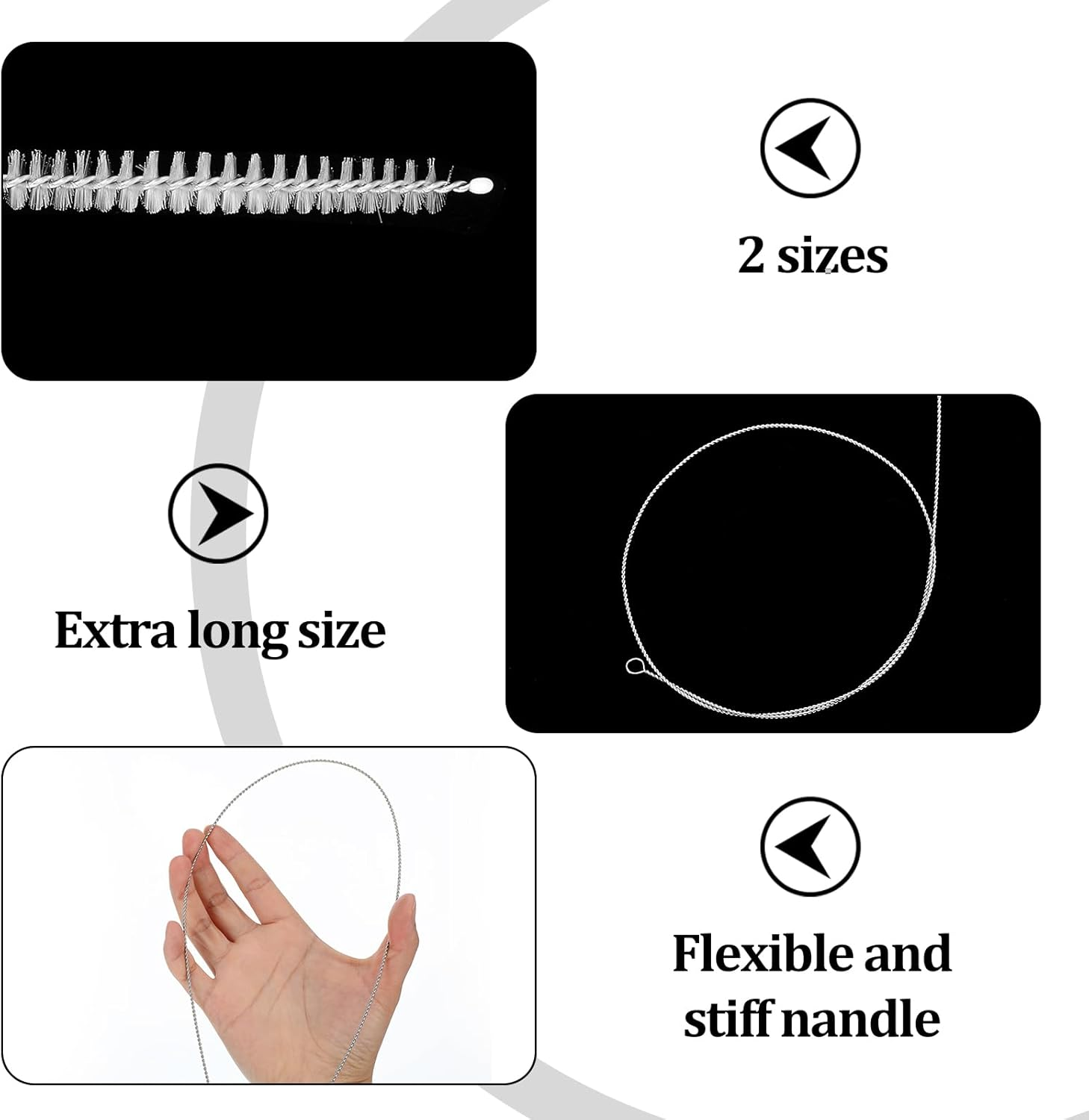 4Pcs 39.4 Inches Extra Long Pipe Cleaners ，Straw Cleaner Brush Extra Long for Cleaning Straw, Tube, Pipe, Hose, Refrigerator Drain, Laboratory Catheter Brush, White image number 6