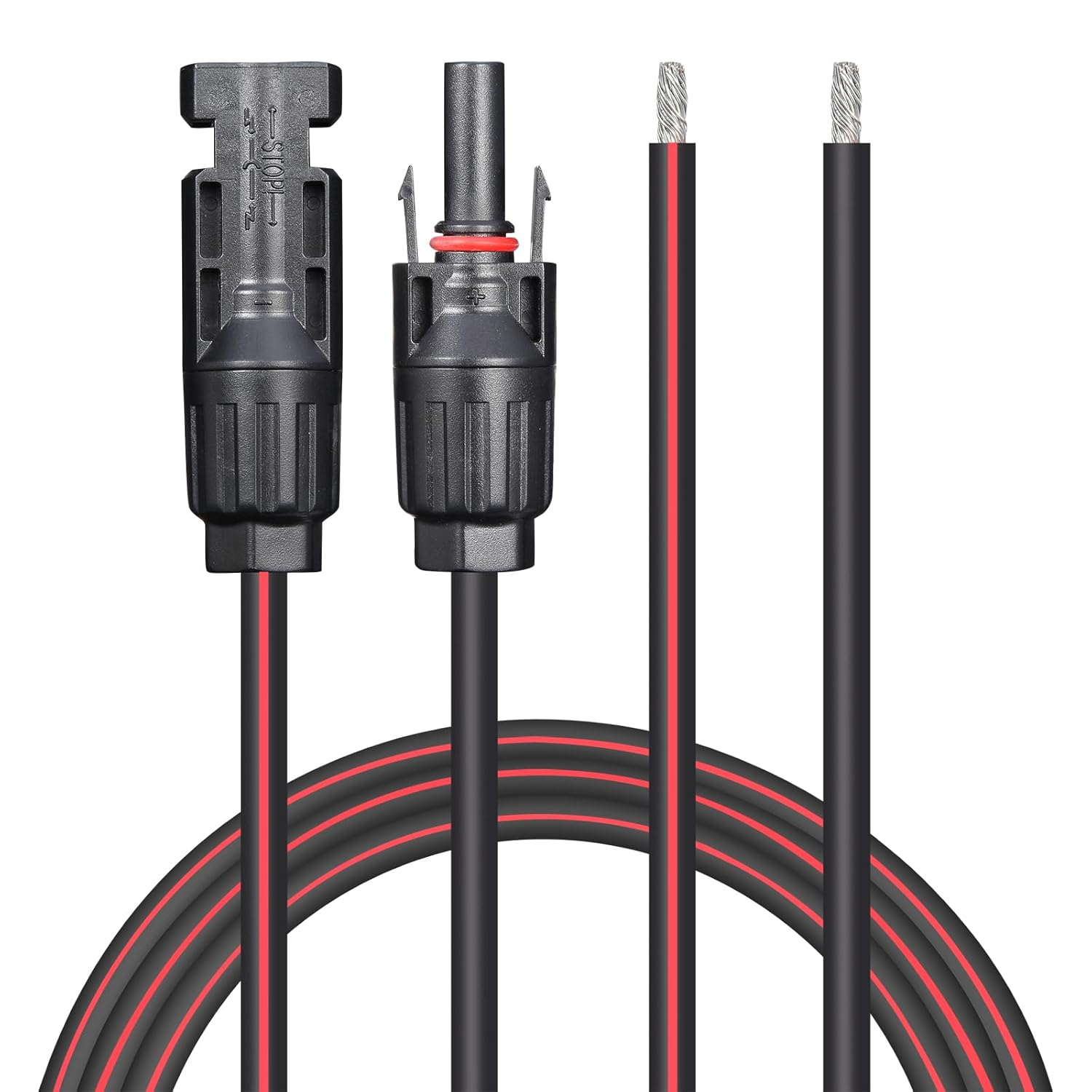 Solar Cable 20 Feet 2X12 AWG Twin Wire Extension with Female and Male Connectors, Panel Cable Wire & Adaptor for Home, Shop and RV Panels