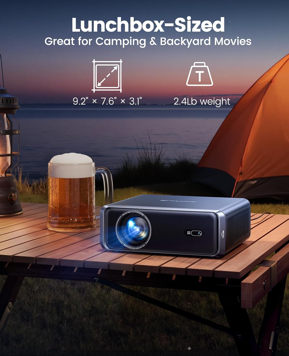 Projector 4K[Netflix-Licensed/Dolby Audio/Compact Design]1000Ansi Smart AI Auto Focus/Keystone/Image Alignment/Obstacle Avoidance Portable Projector,Wifi6 Bluetooth Outdoor Projectors for Bedroom/Home image number 1