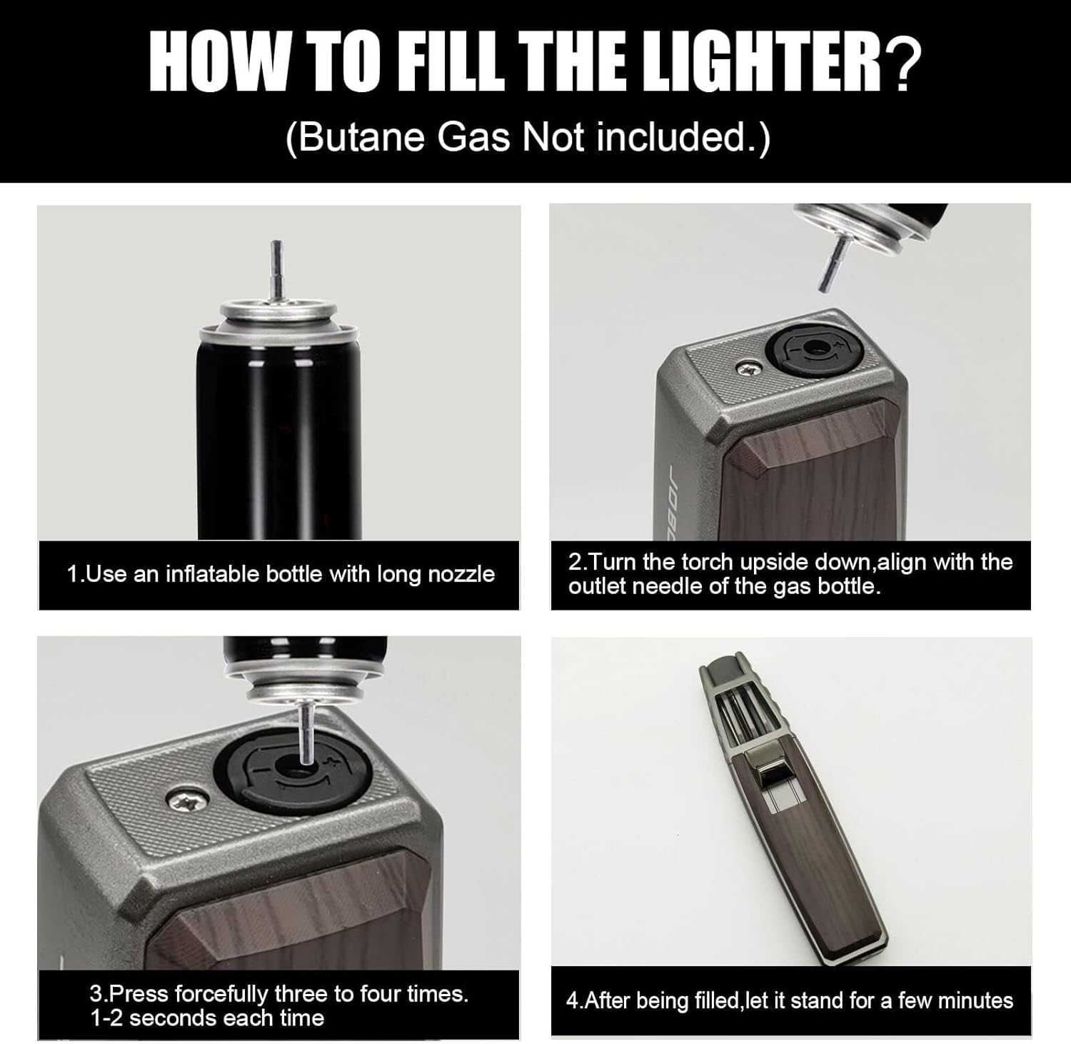 JOBON Solar Beam Torch, Adjustable Flame Butane Refillable Culinary Cooking Lighter for Baking Creme Br&ucirc;l&eacute;e Kitchen BBQ Camping - No Gas Included (Brown) image number 4