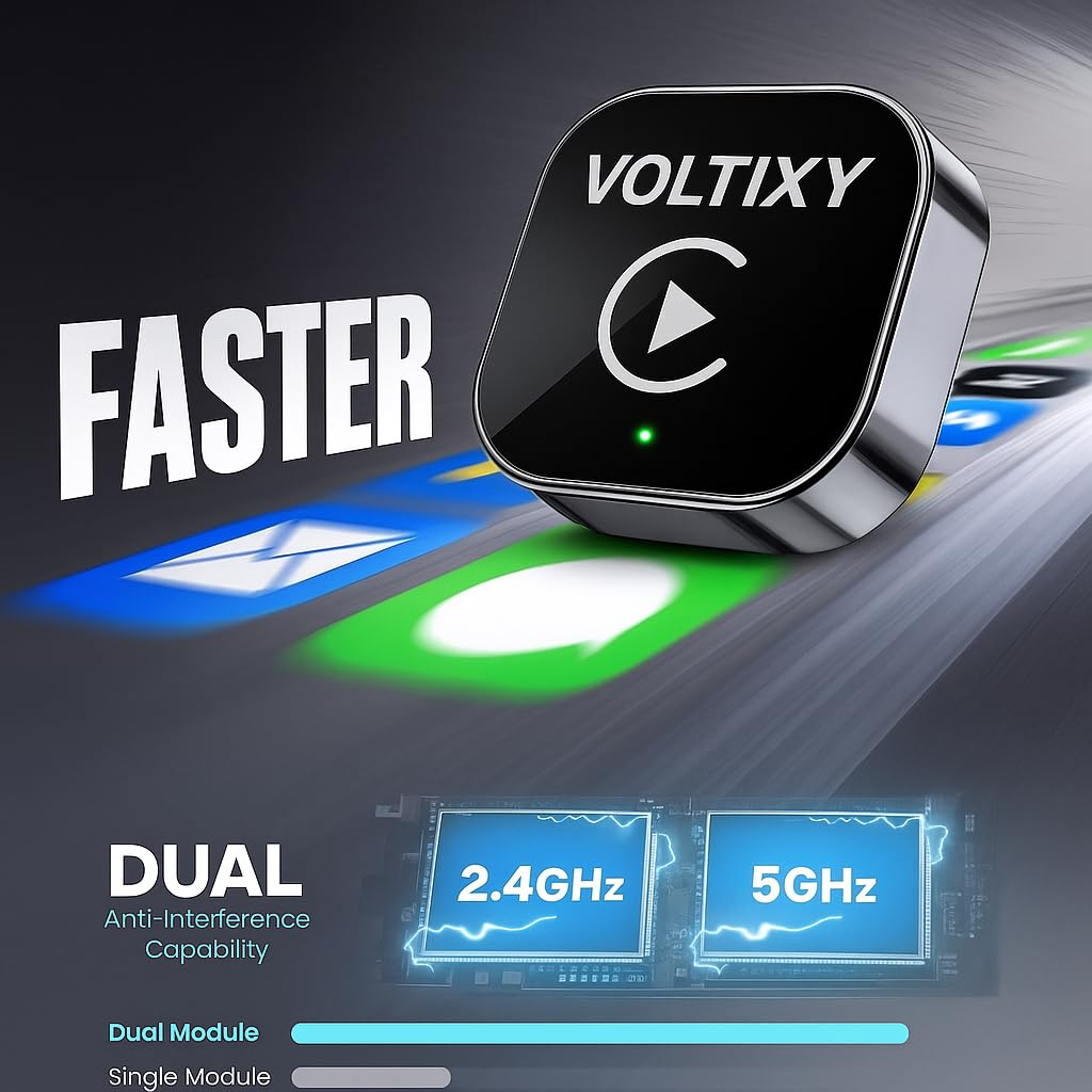 2025 Upgraded Wireless Carplay Adapter& Android Auto Adapter, Mini&Stable Carplay Wireless Dongle for Ios 10 Android 11 image number 2