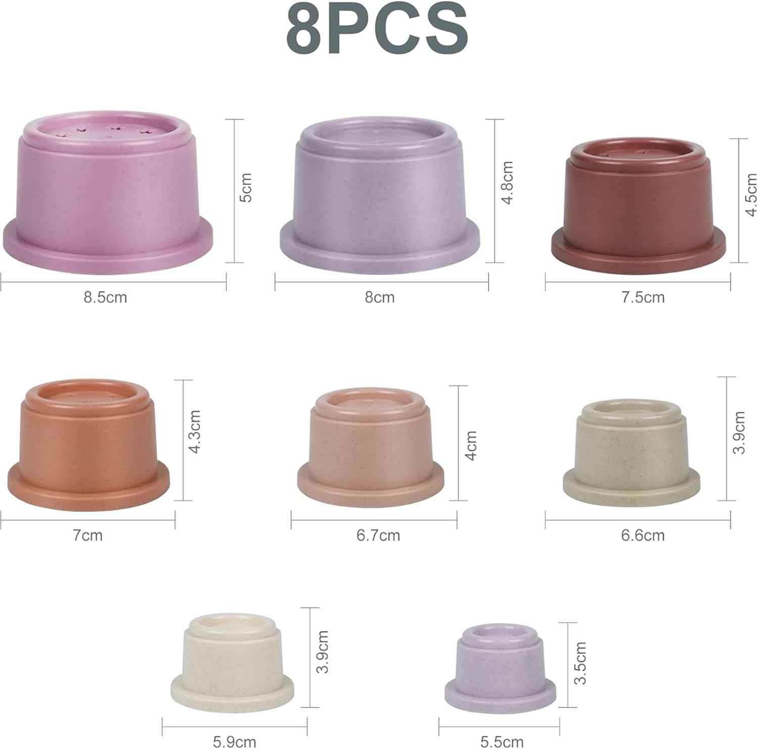 Yeanifeana 8 Pcs Stacking Cups for Rabbits, Reusable Plastic Bunny Toys with Treat Holes, Multi-Colored Nesting Cups for Small Animals Food Hiding & Interactive Play image number 1