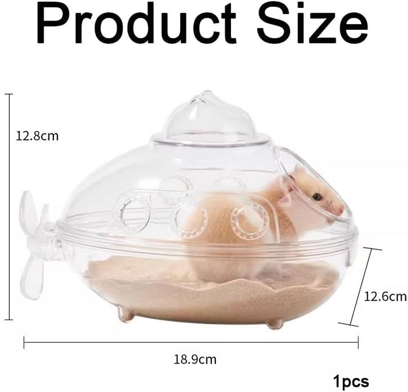Hamster Bathtub,Transparent Sand Bath Box for Small Pets, Cute Hamster Bathroom & Sleep Pad Nest, Durable Cage Accessory for Hamsters & Small Animals (L) image number 4