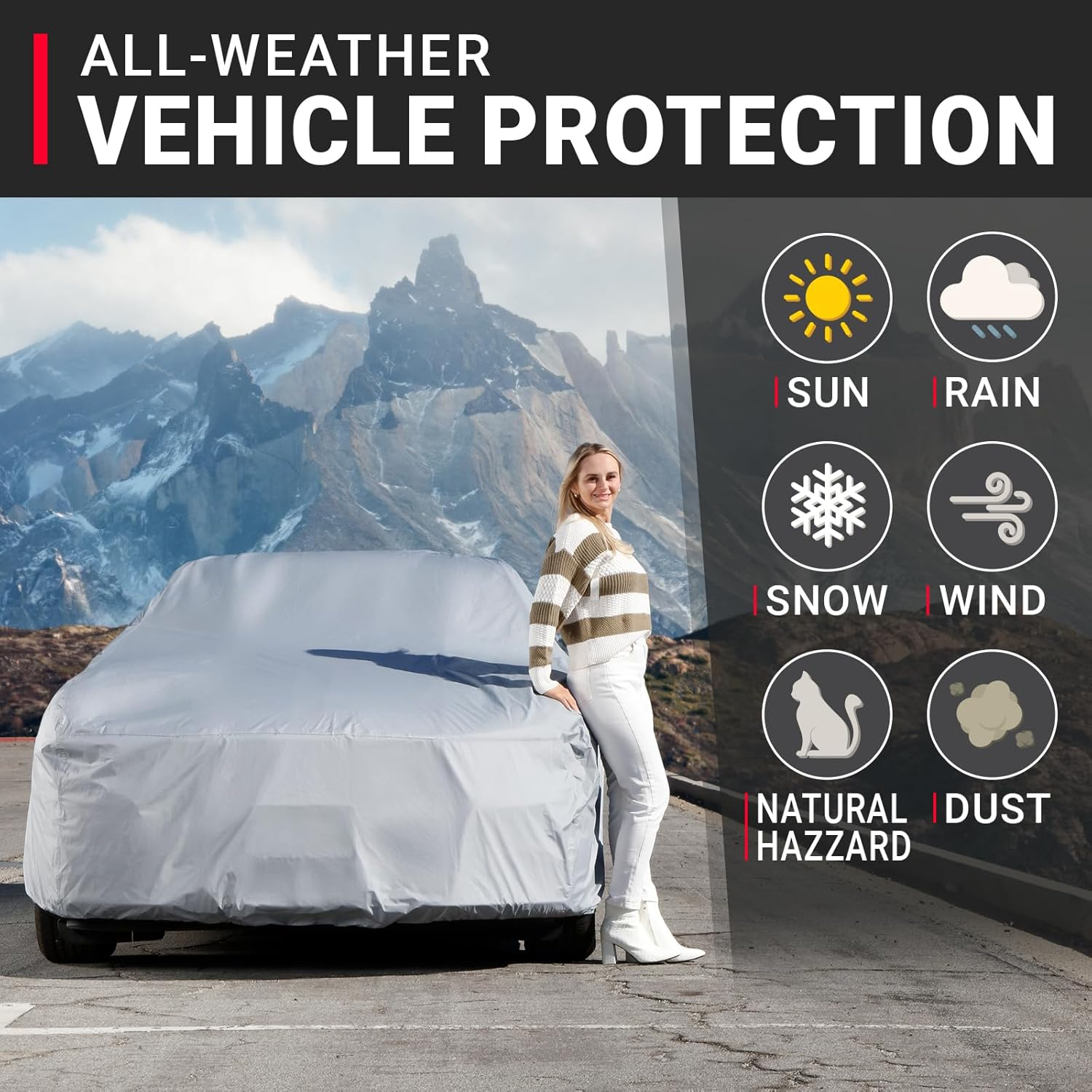 Icarcover Premium Car Cover for 1989-2005 Mazda Miata MX-5 Heavy Duty Waterproof All-Weather Automobiles Custom Fit Indoor Outdoor UV Snow Protection Covers with Straps and Bag image number 3