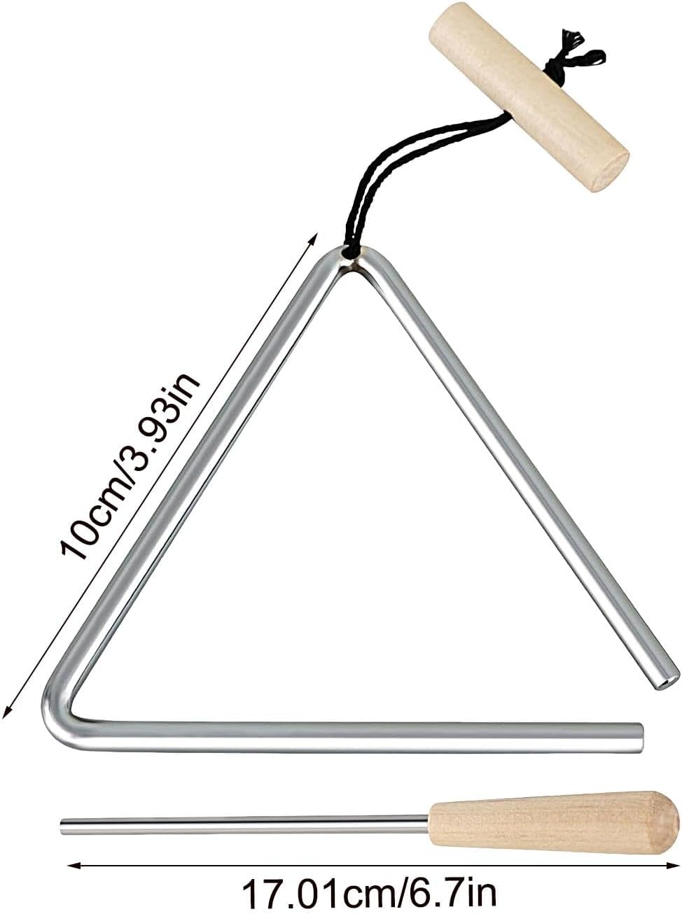 Music Triangle Instrument | Steel Music Triangle - Hand Percussion Triangle Instrument Triangle Beater for Rhythm Education - 4 Inches image number 4