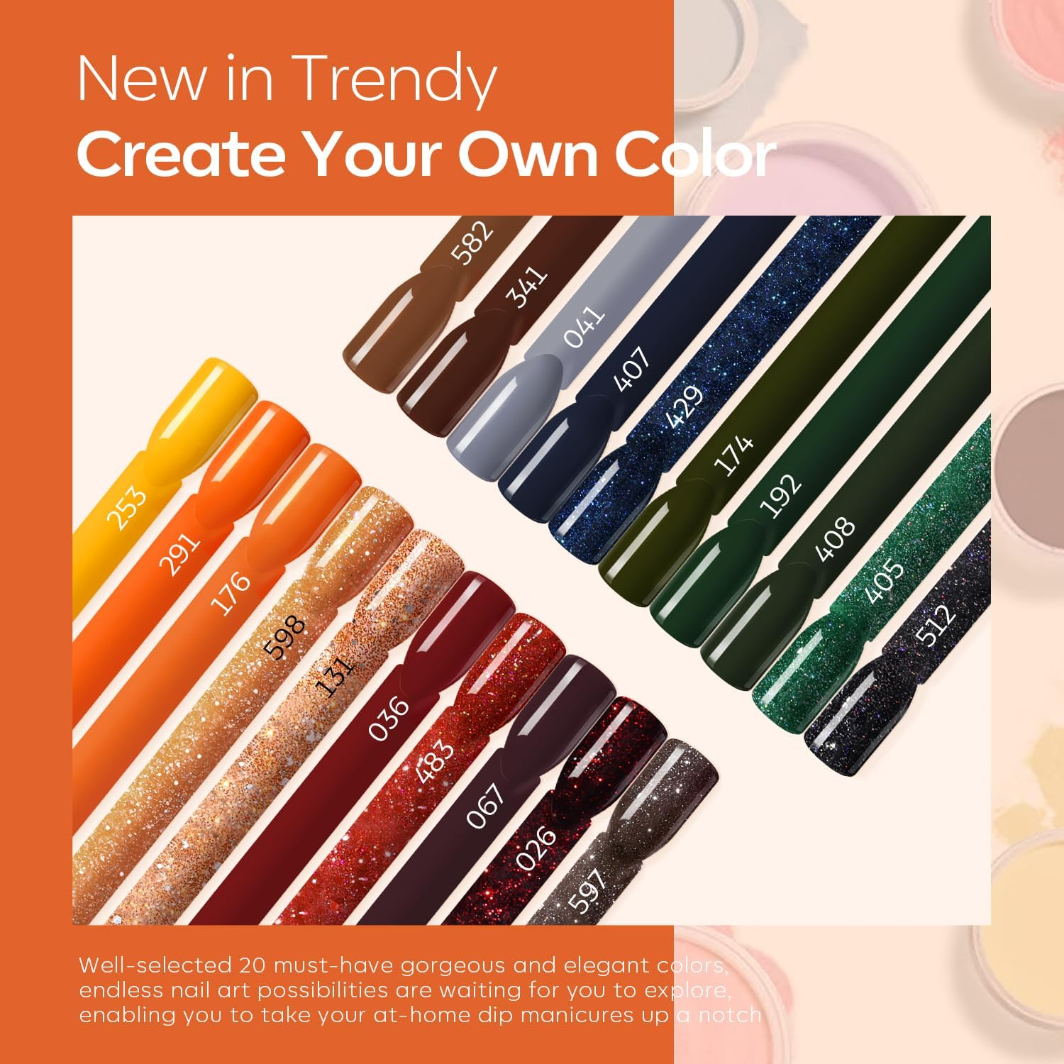 Modelones Christmas Dip Powder Nail Kit, 20 Colors Red Green Orange Dipping Powder Liquid Set Base&Top Activator for French Nail Art Salon DIY Kit image number 5