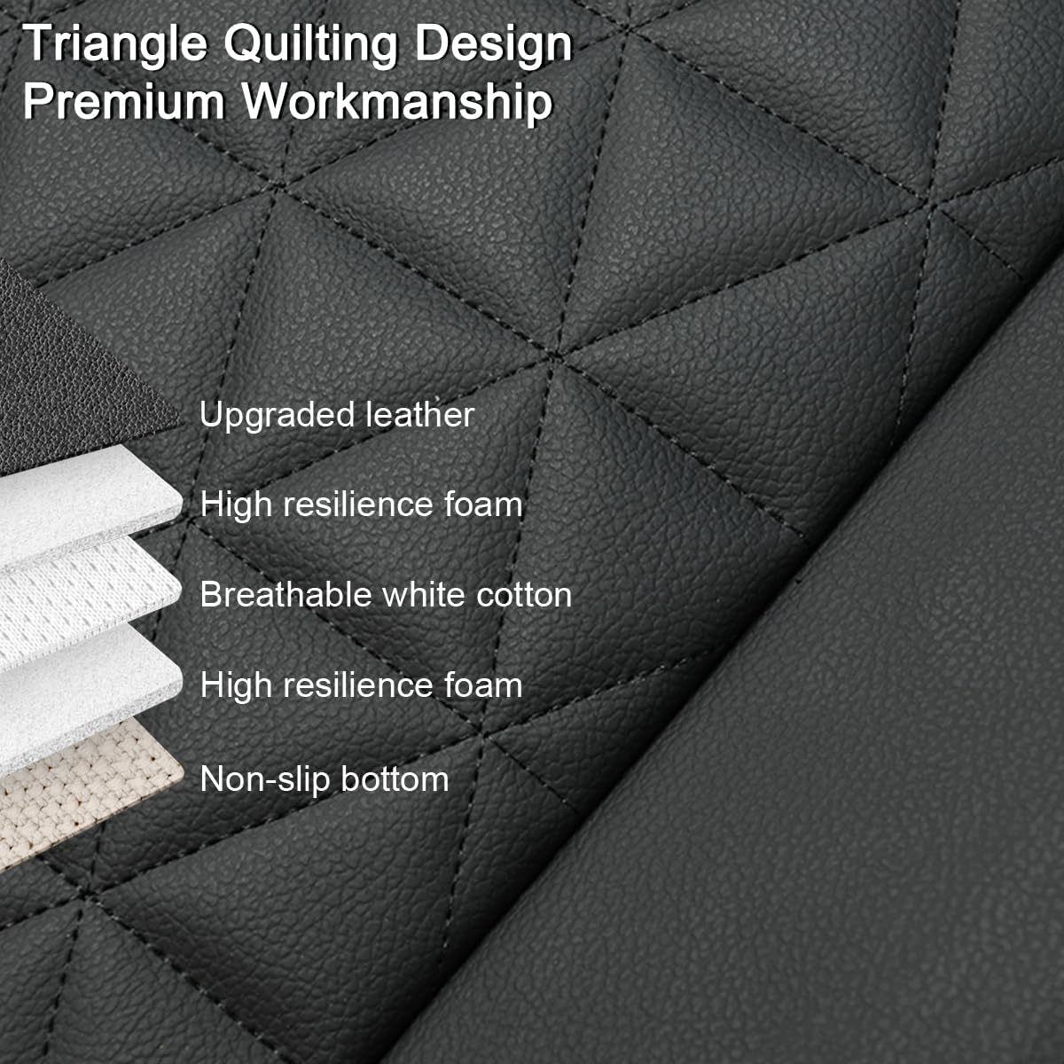 Black Panther 1 Pair Luxury Faux Leather Car Seat Covers Front Bottom Seat Cushion Covers, Anti-Slip and Wrap around the Bottom, Fit 95% of Vehicles - Black