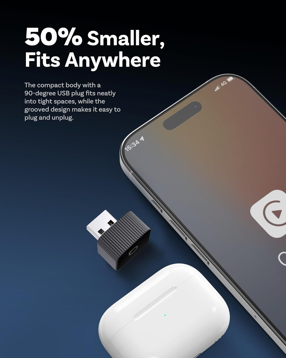 Ottocast Mini Cube 3.0 Wireless Carplay & Android Auto Adapter 2026&ndash; Plug & Play, Fast Auto-Reconnect (Black)