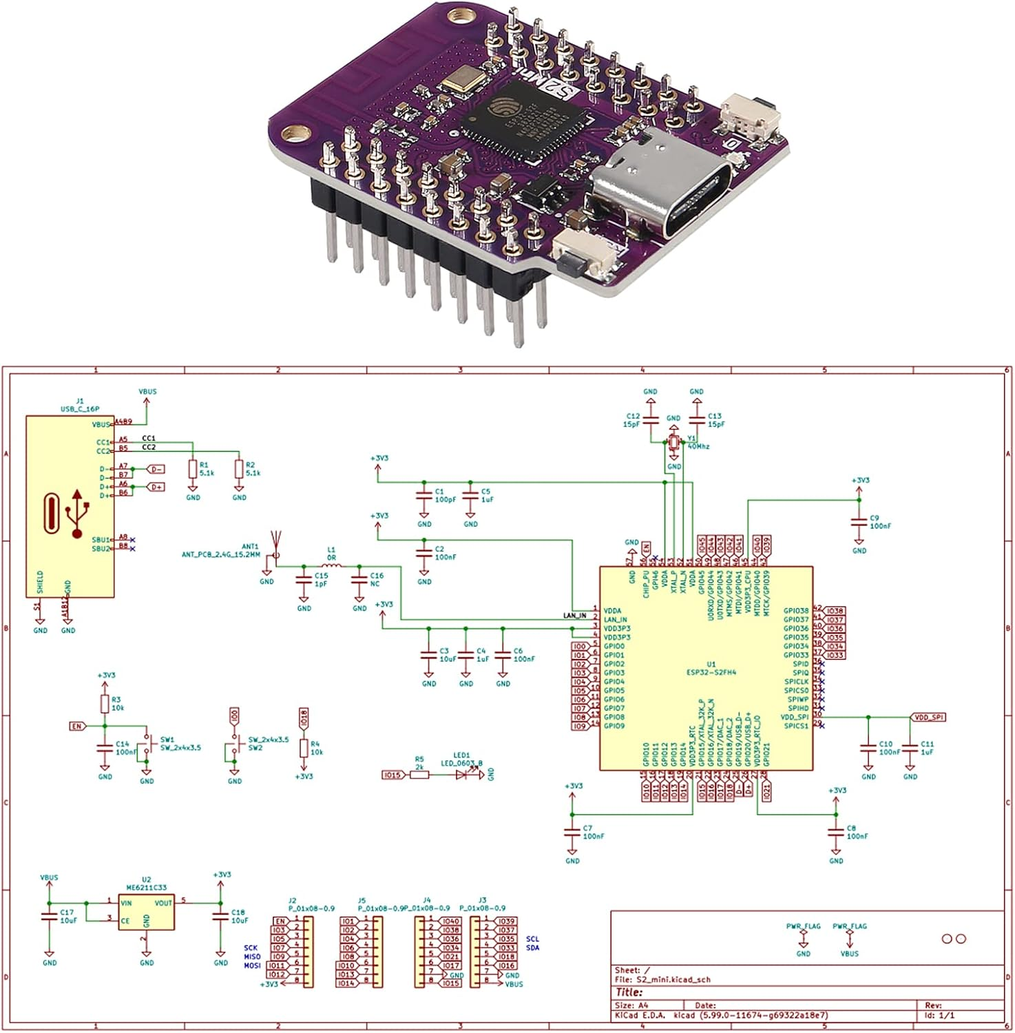 DIANN 2Pcs ESP32 S2 Mini V1.0.0 Wifi IOT Board Based ESP32-S2FN4R2 ESP32-S2 4MB Flash 2MB PSRAM Micropython Type-C image number 6