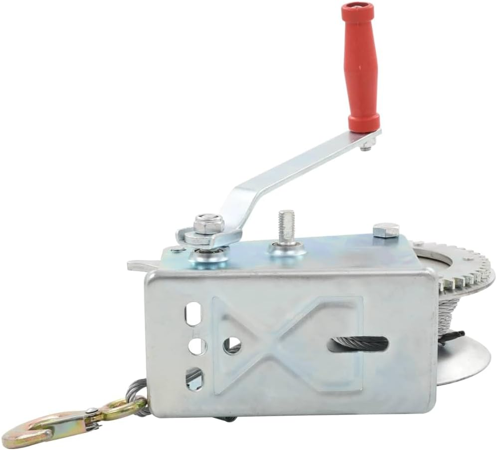 Heavy Duty Hand Winch 1360 Kg 3000 Lbs Manual Crank Boat Trailer Cable Hoist, Durable Iron Construction, 10M Cable Length for Pickup Trucks & Versatile Mobile Pulling Applications