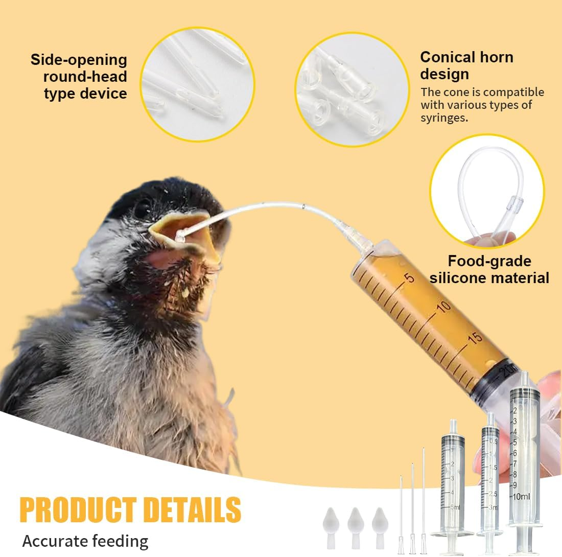 1 Set of Young Birds Feeding with Hose, Includes 3/5/10 Ml Feeder + 8/12/15 Cm Catheter + 3 Spoons, Suitable for Young Birds and Parrots, Essential Accessories for Small Pets image number 3