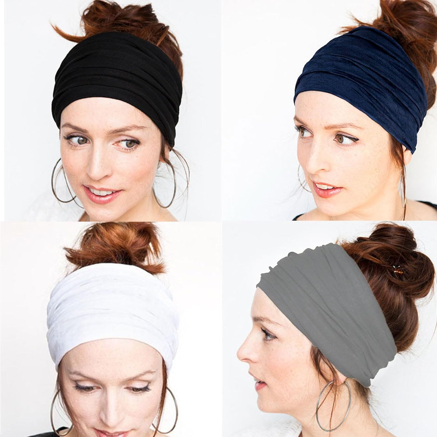 Headbands for Women Non Slip Turban Hair Wrap Elastic Hair Bands Workout Running Headwrap Sweat Yoga Head Bands for Girls (Purple) image number 2