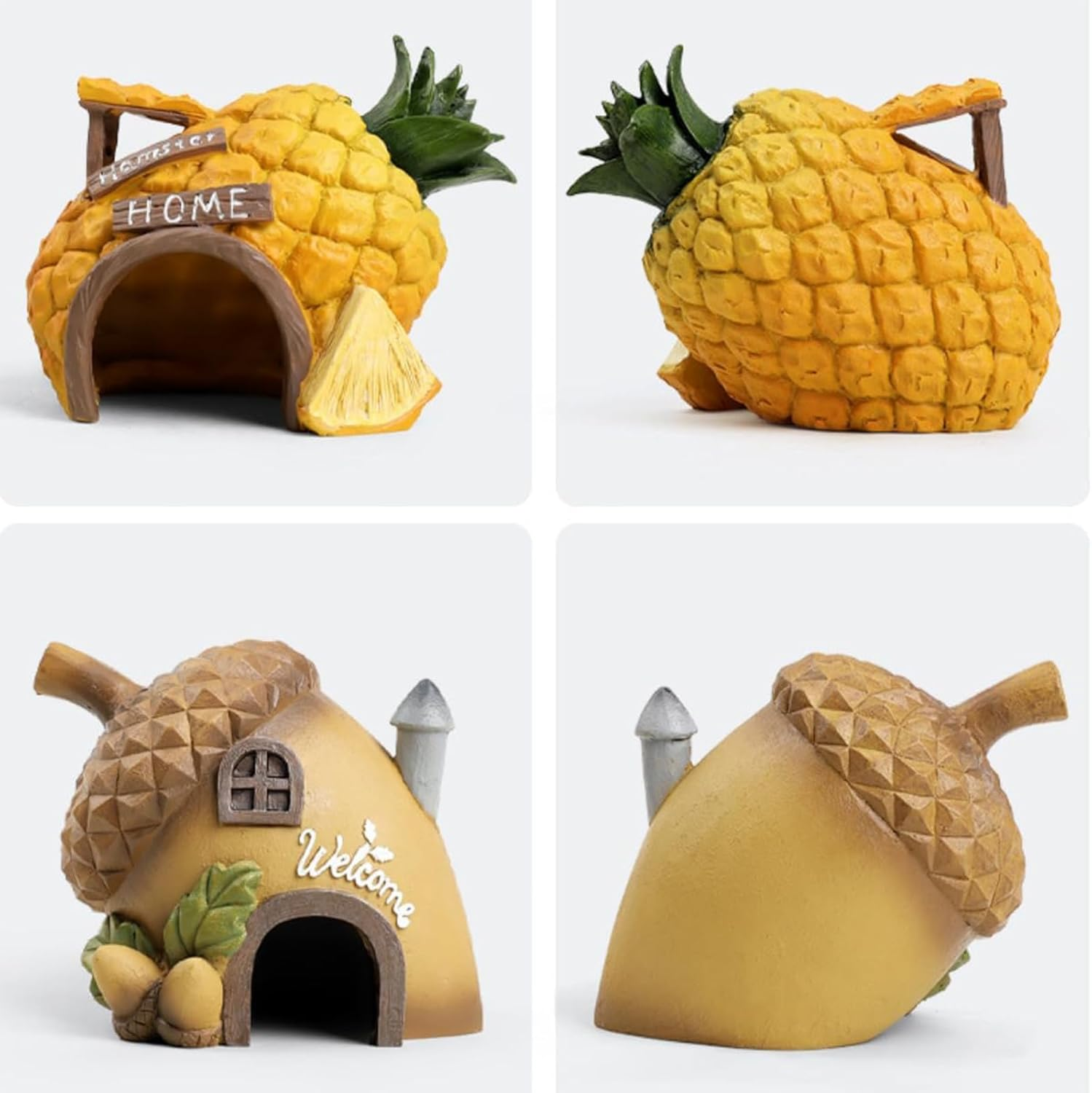 Cozioz Small Animal Hideout Hut &ndash; Chewable Cage Cave Toy for Sugar Gliders, Hedgehogs, Chinchillas, Squirrels, and Hamsters | Habitat Decor Accessories(Pineapple 2) - Carrot image number 4