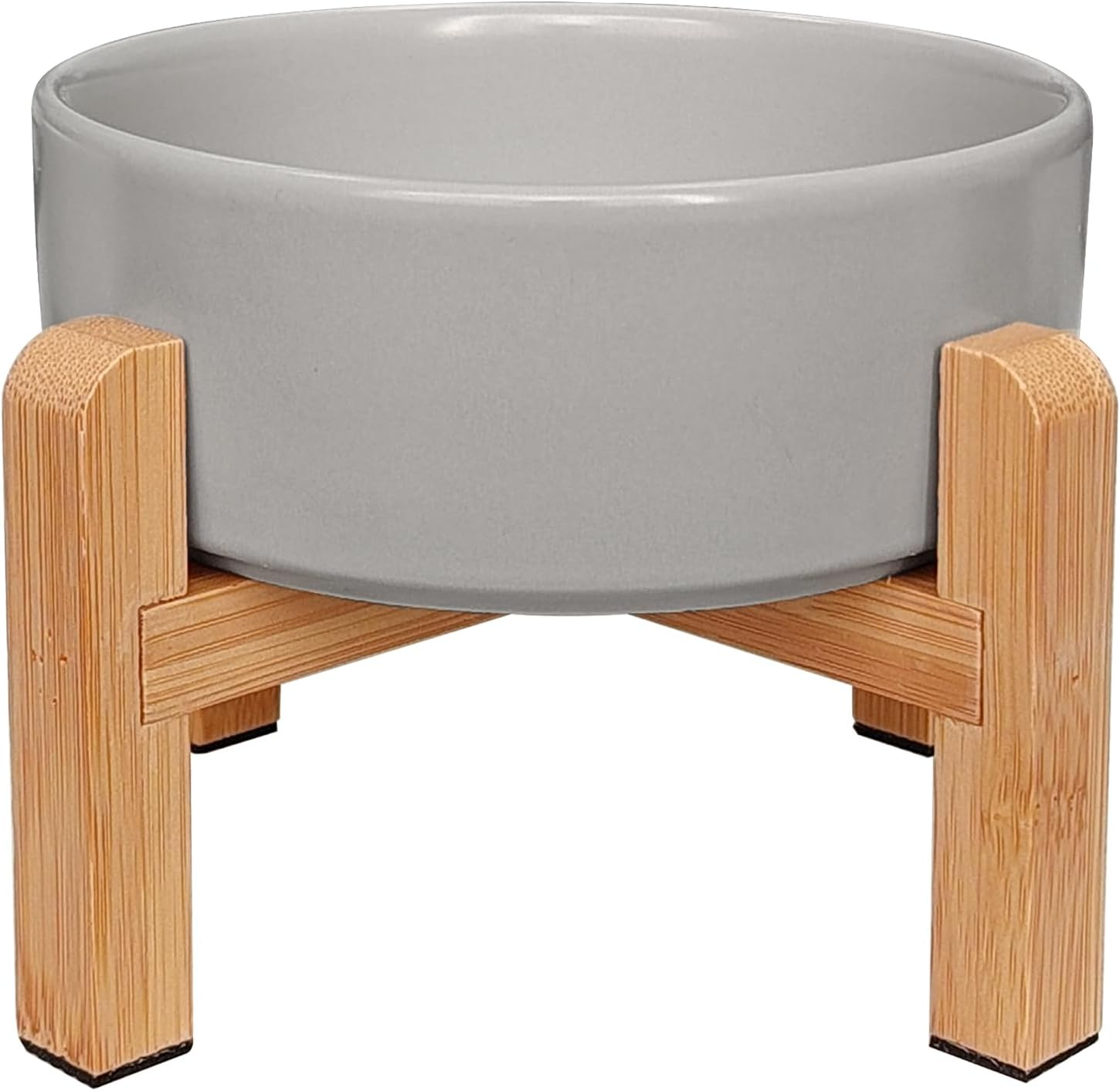 Elevated Ceramic Dog Bowl - PRENDIEEN Raised Dog Bowls with Non-Slip Bamboo Stand - Dog Food and Water Bowl - Dog Feeding Bowls - Pet Dishes for Cats and Small Dogs - 16 OZ - 480 ML (Green, Small)