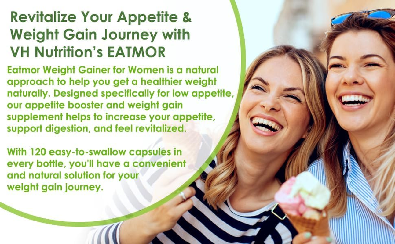 Eatmor Appetite Stimulant | Weight Gain Pills for Men and Women | Natural Hunger Boosting Orxegenic Supplement | VH Nutrition | 120 Capsules | 30 Day Supply image number 2