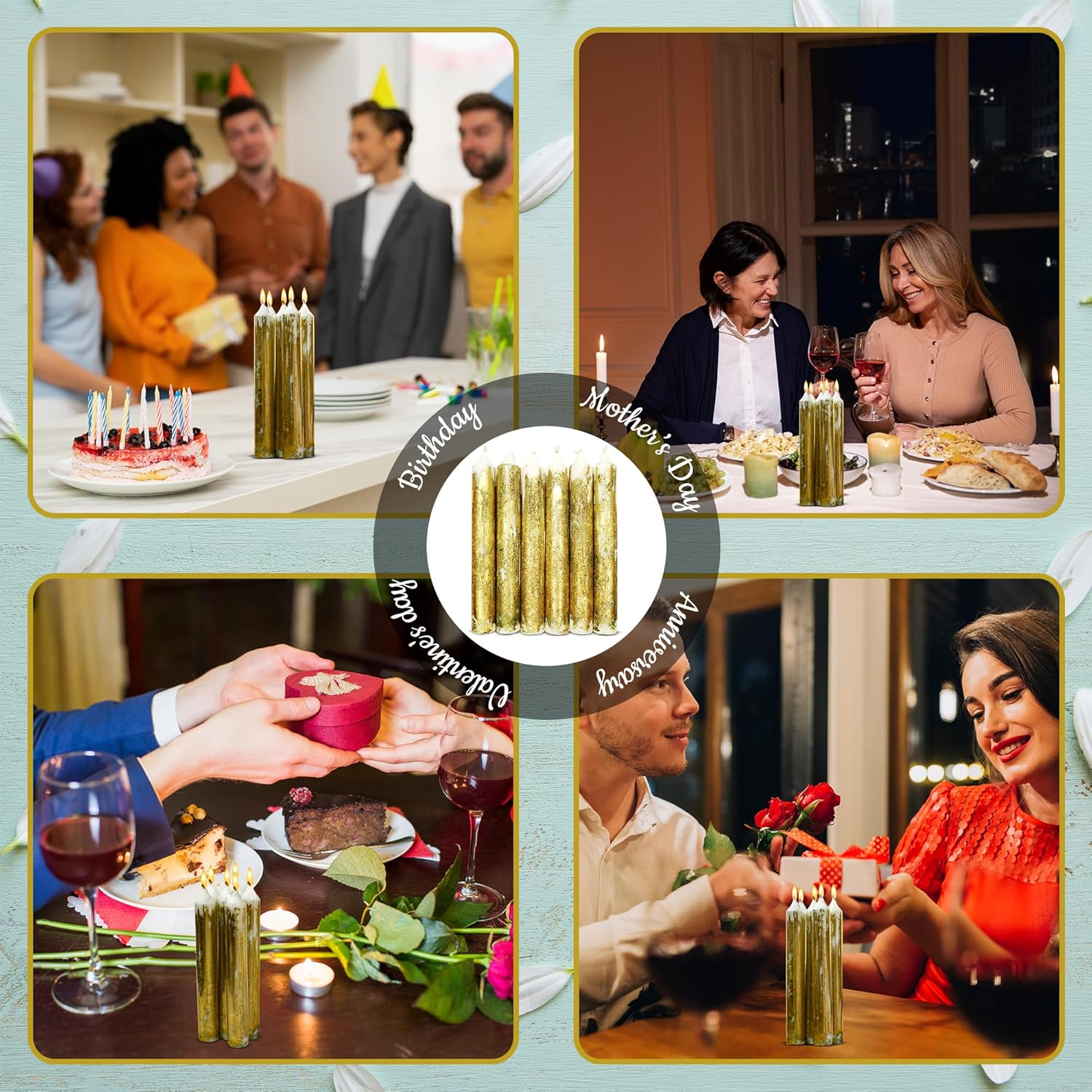 Apexor 6-Piece Scented Candles - 6 Inch Long Dripless Candles for Weddings, Christmas & Home Decor - Each Candle Burn Time 4 Hours (White, Lavender)