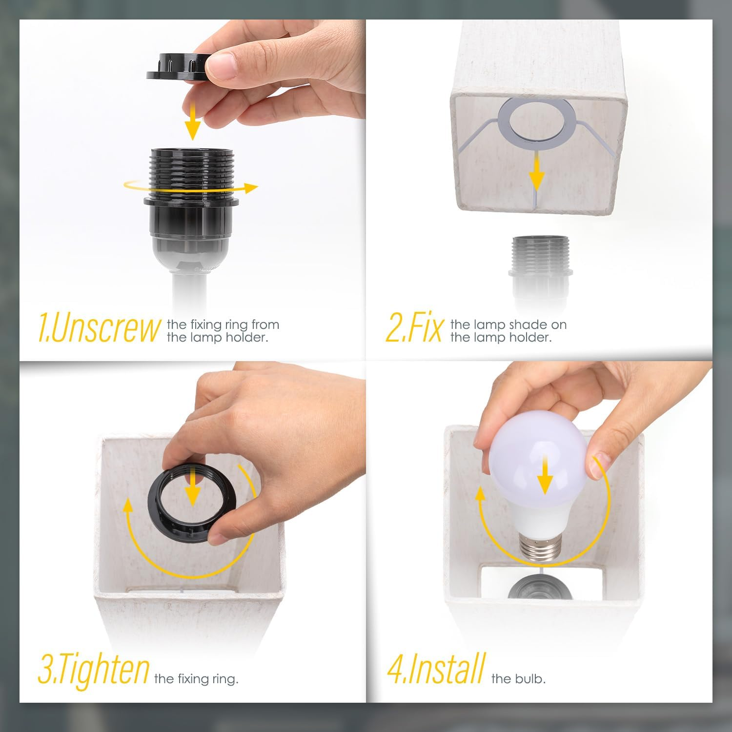 Bedside Lamp with USB Ports - Touch Control Table Lamp for Bedroom with USB C+A Charging Ports, 3 Way Dimmable Nightstand Light for Living Room (LED Bulb Included, Beige) - Grey image number 4