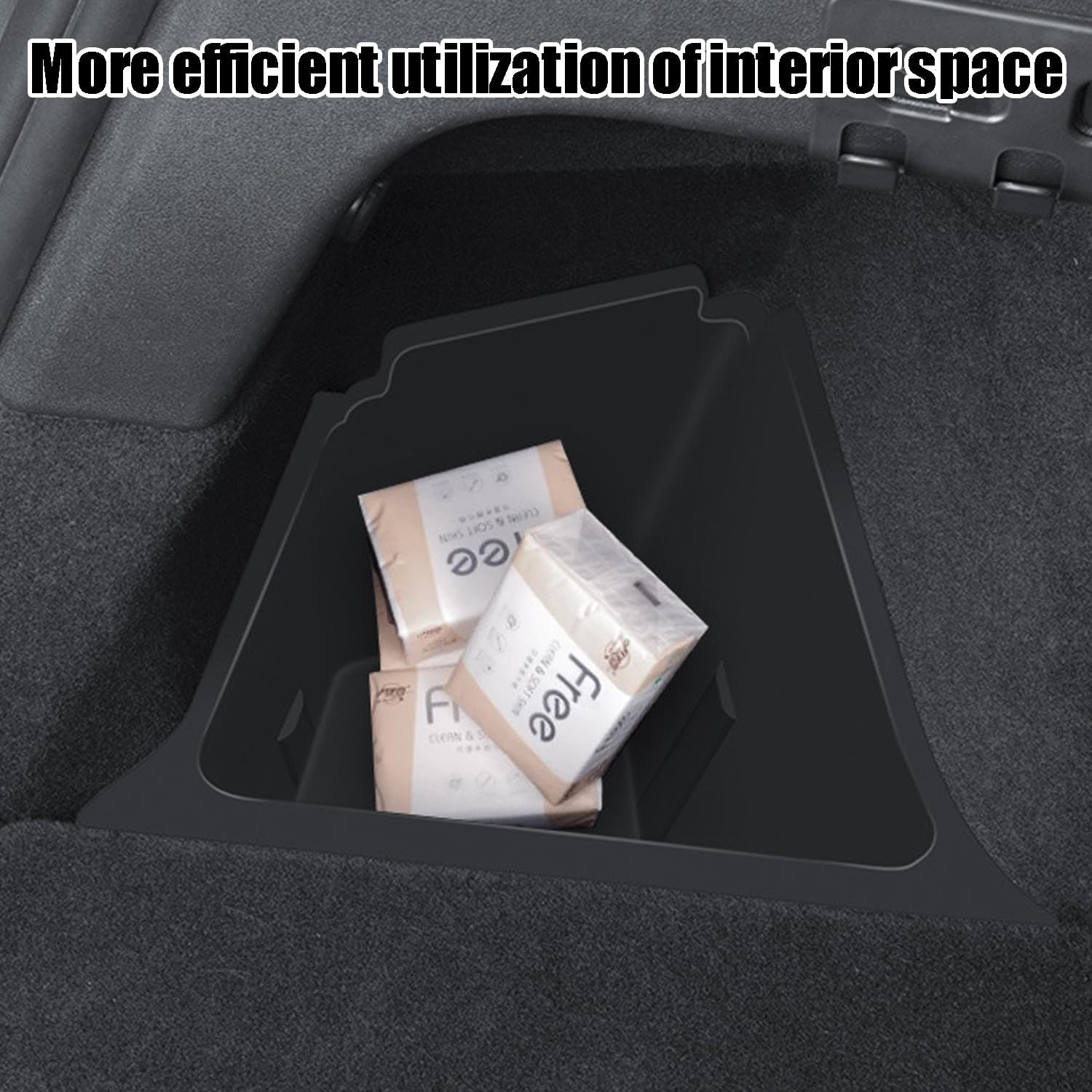 Yotsuba for Tesla Model Y Trunk Storage Bins, Rear Trunk Organizer Side Packets Tray for 2022-2024 Tesla Model Y 5-Seater (Newest Verion) image number 3
