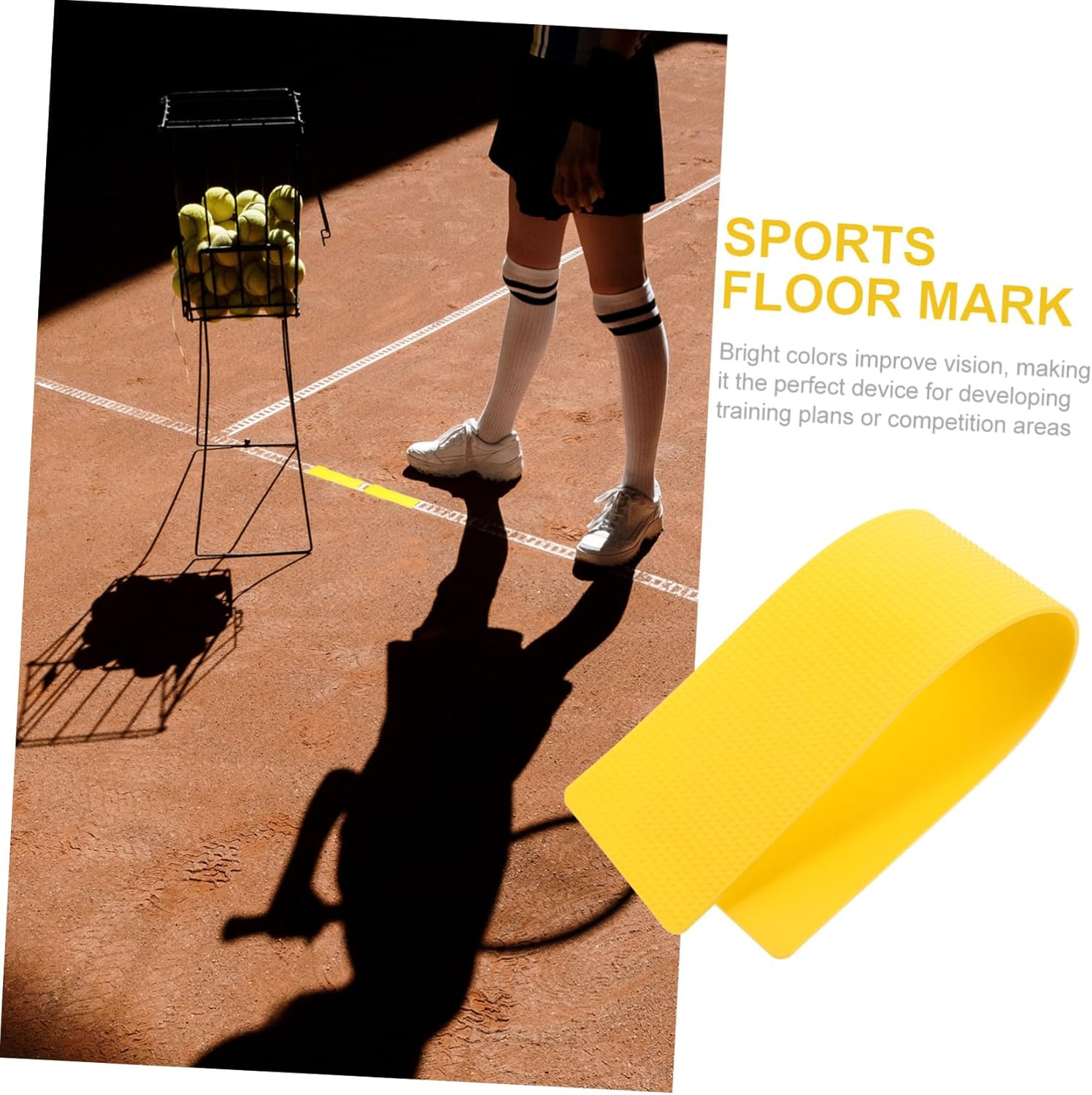 VANZACK 10Pcs Yellow Pvc Court Line Marker Set - Football, Tennis, Soccer Training Signs - Durable, Easy-To-Use, High Visibility for Sports Courts image number 6
